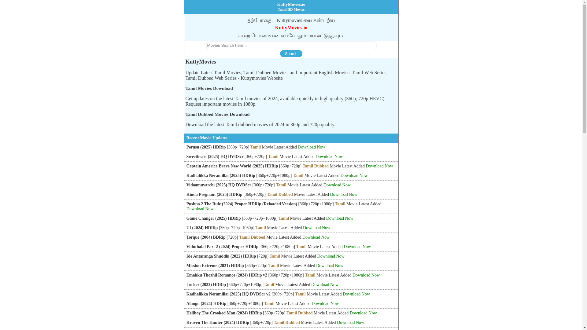 website screenshot of https://kuttymovies.spot/