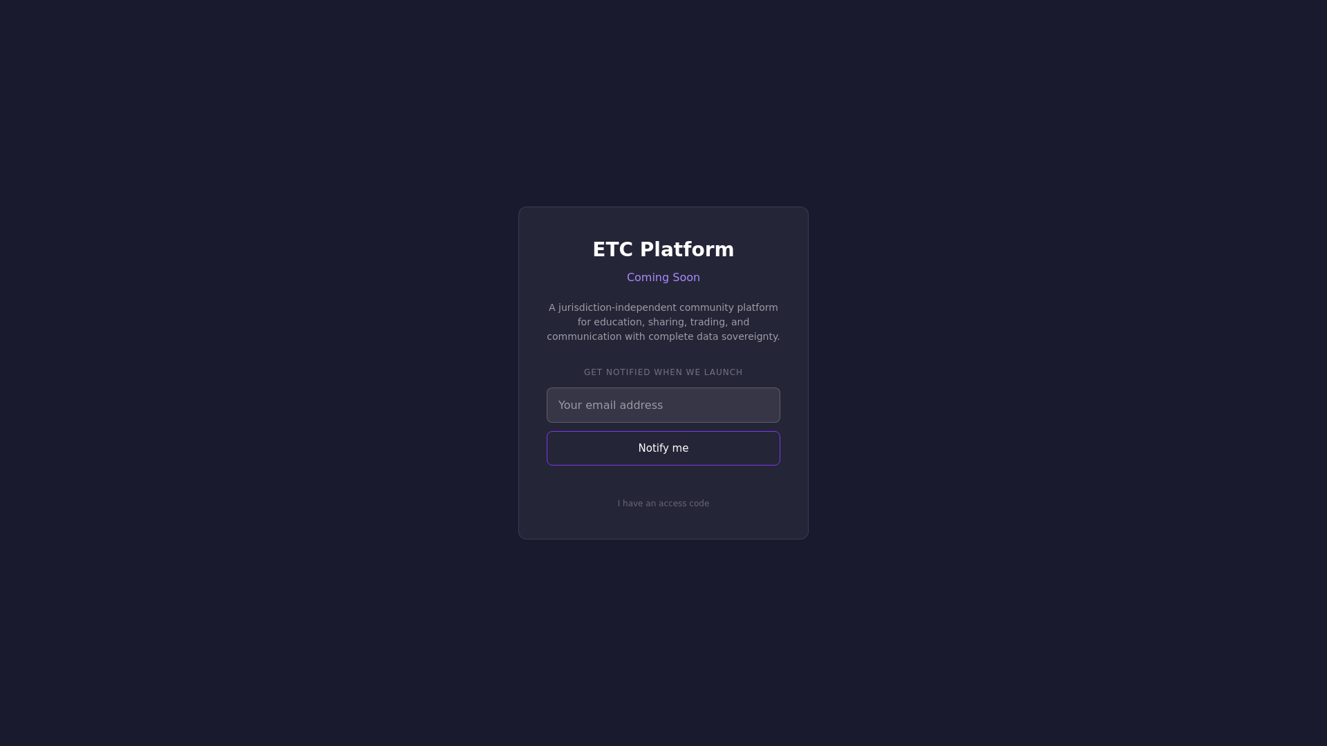 website screenshot of https://etcapp.net