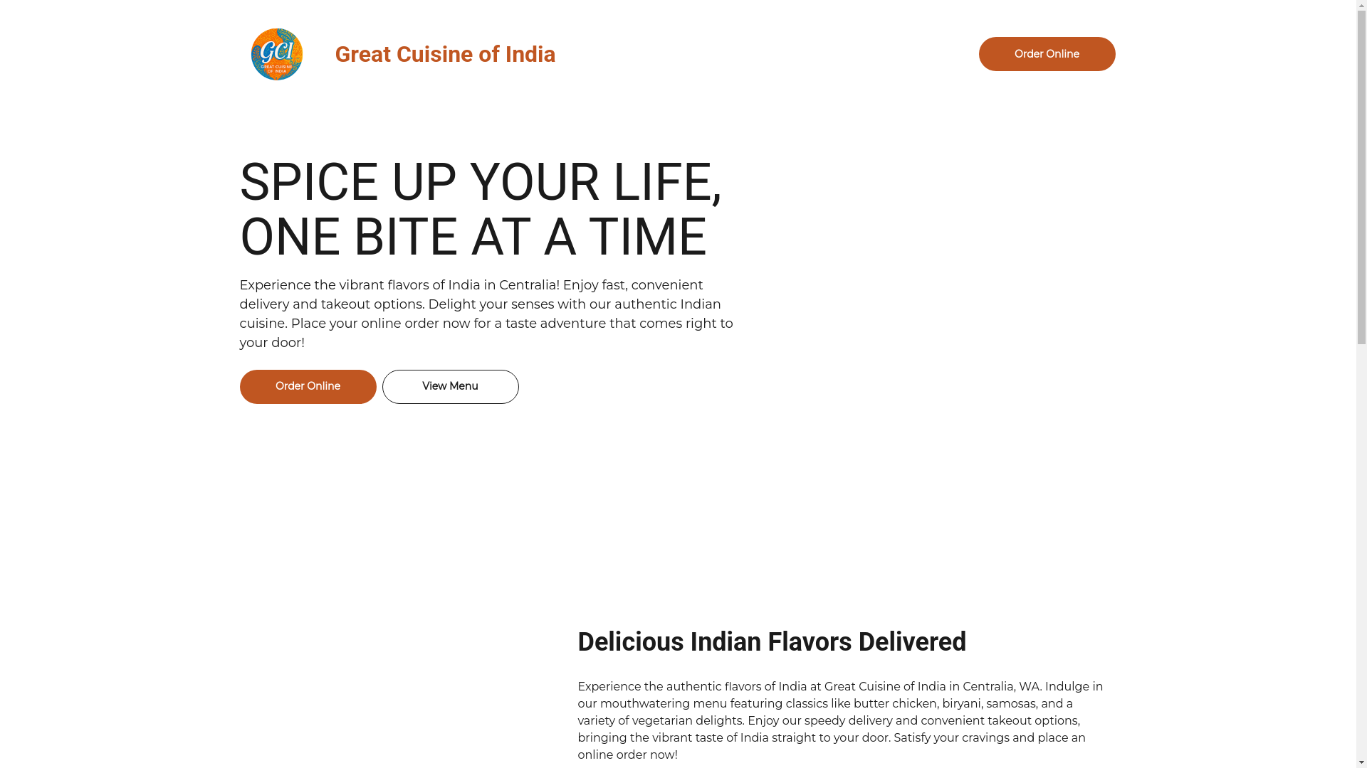 website screenshot of https://greatcuisineofindiawa.com/