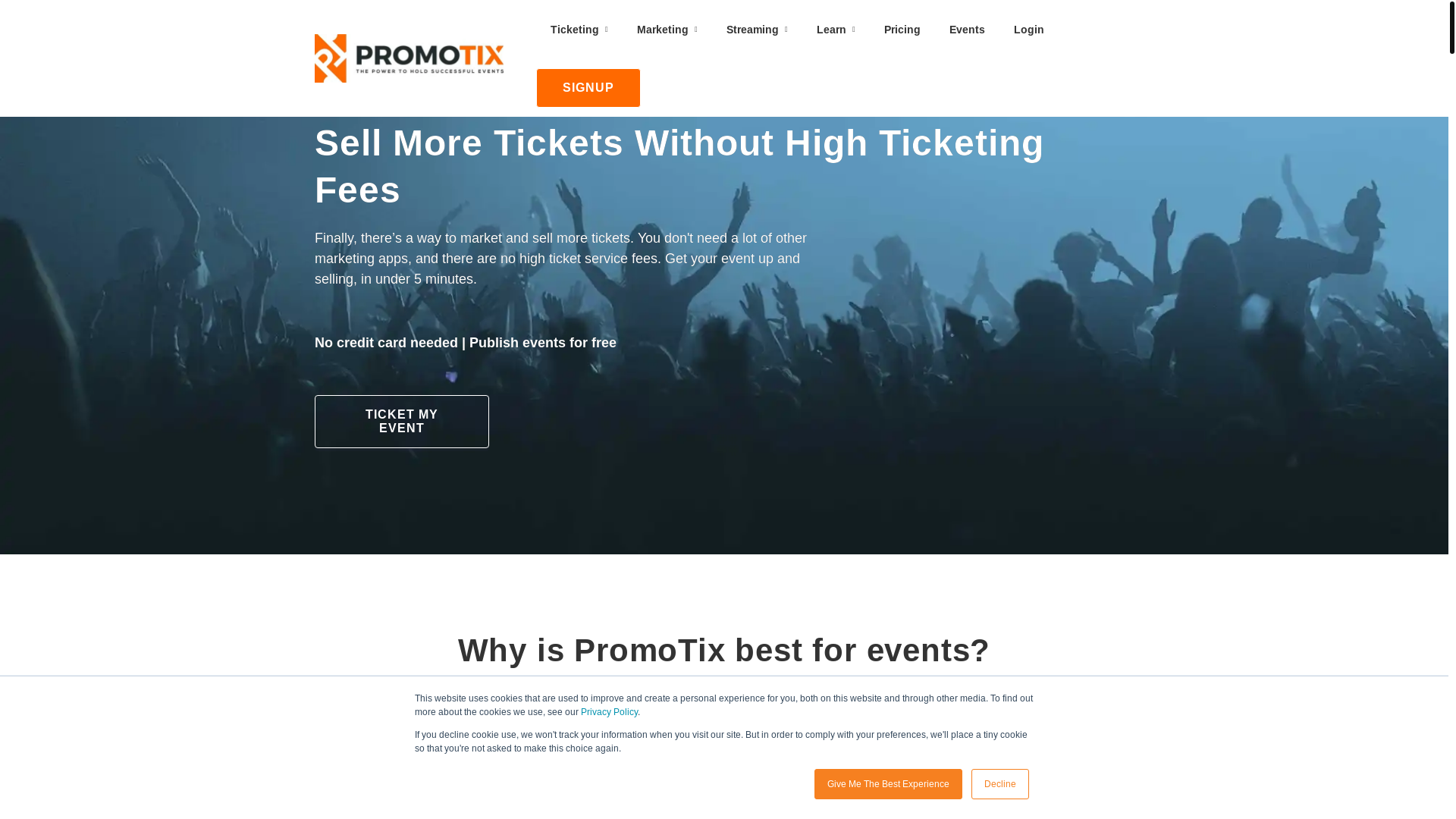 website screenshot of https://cloudticketingforless.com/