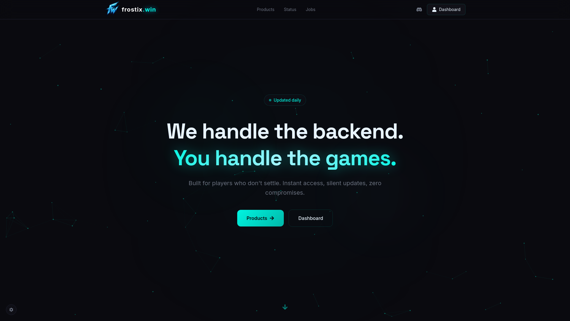website screenshot of https://frostix.win