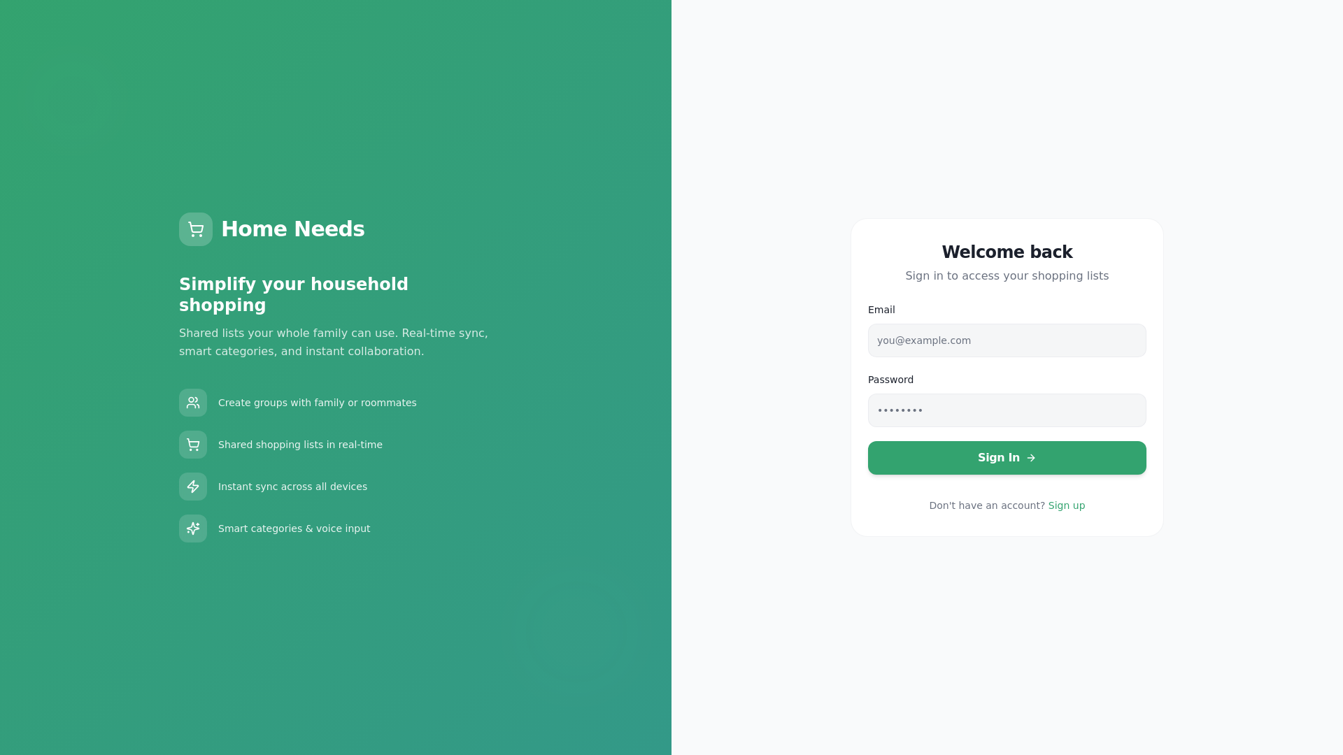 website screenshot of https://homeneedsync.in/