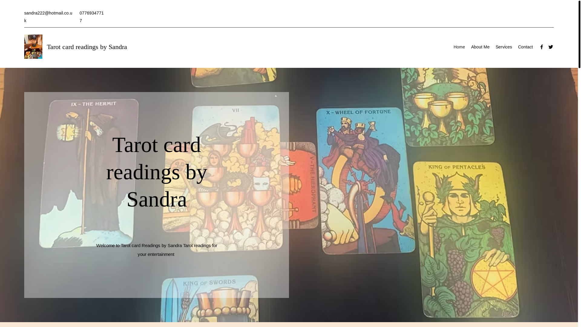 website screenshot of https://sandrastarotreadings.co.uk/