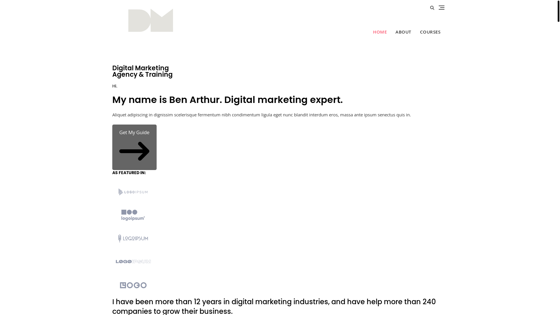 website screenshot of https://dmtrainings.online/