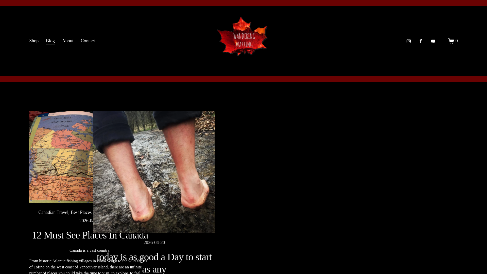 website screenshot of https://wanderingwarring.ca/