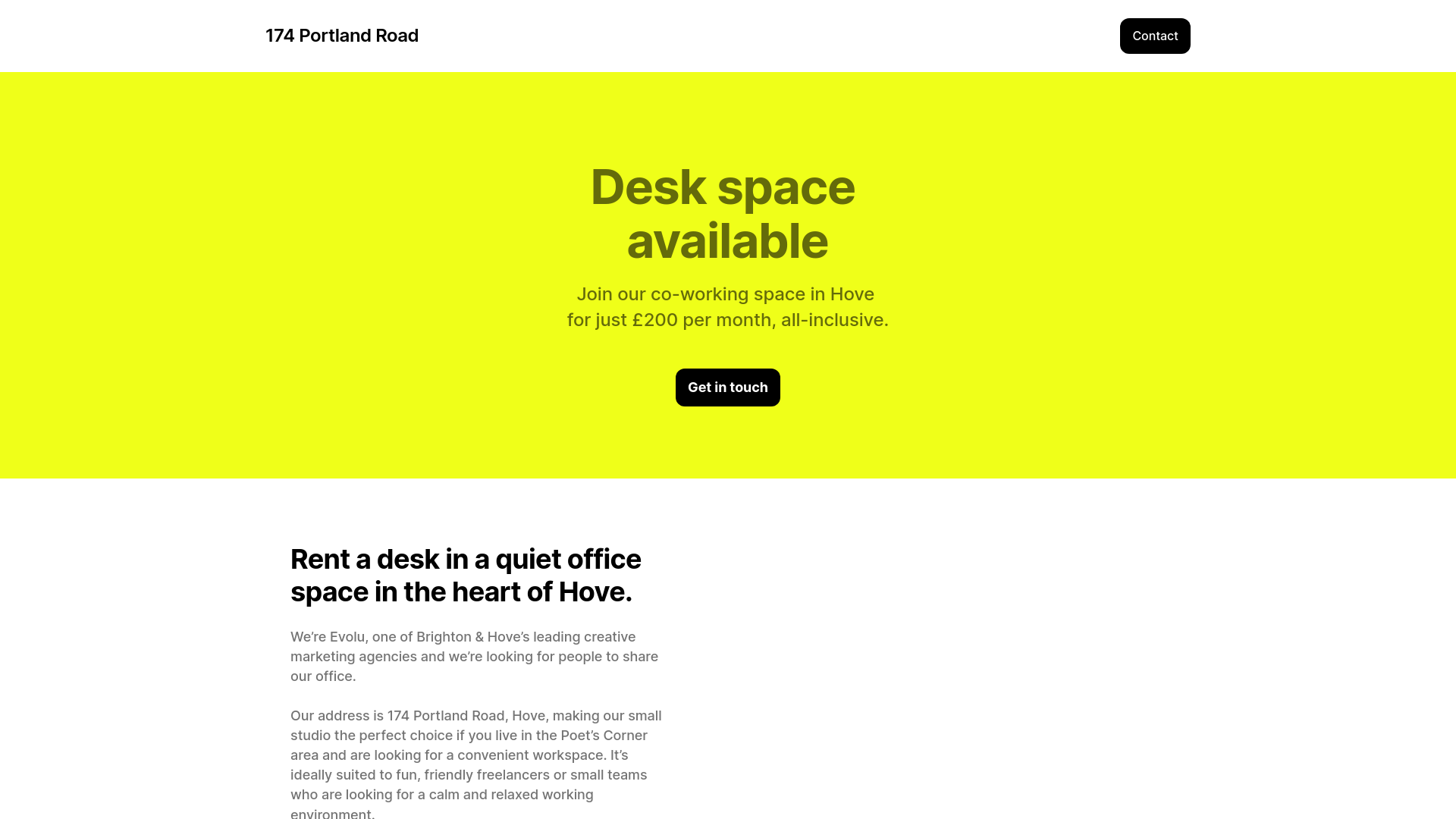website screenshot of https://174portlandroad.co.uk/