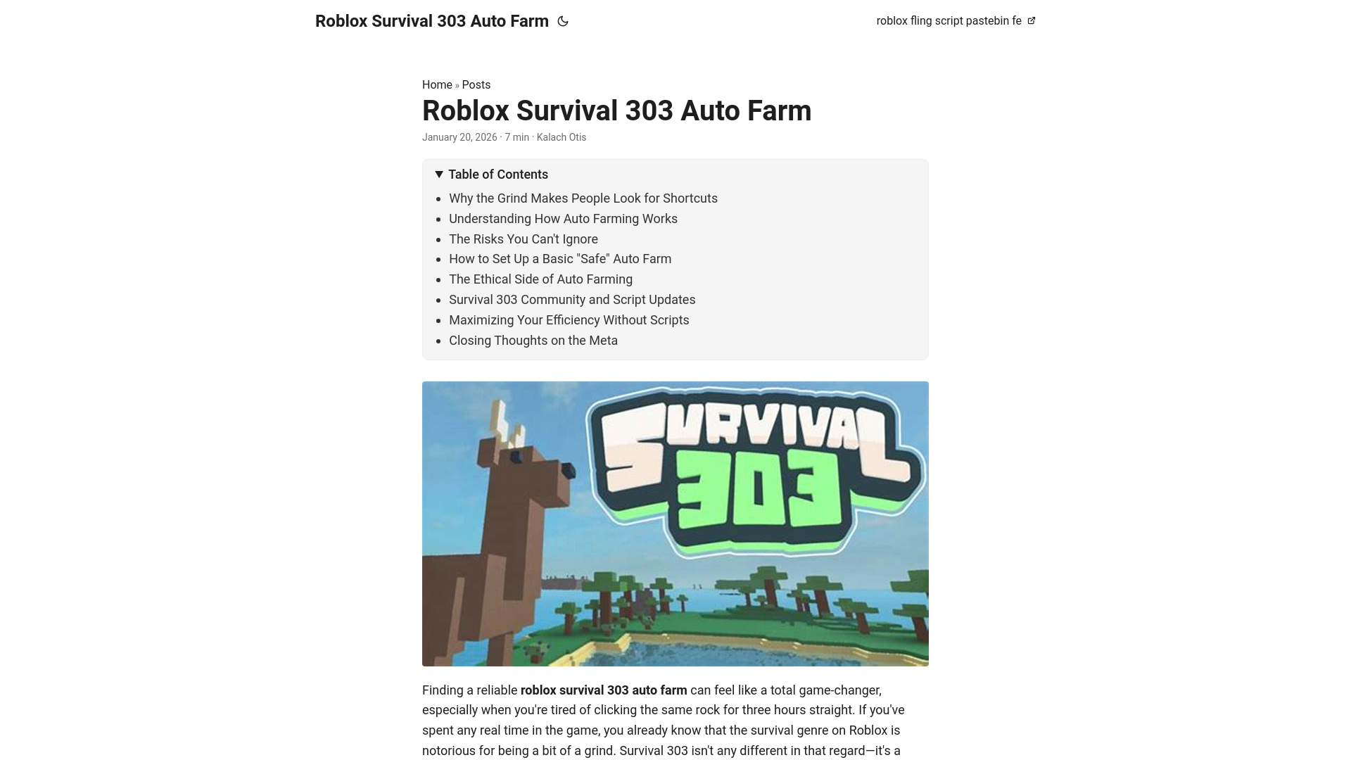 website screenshot of https://robloxsurvival303autofarm.pages.dev/