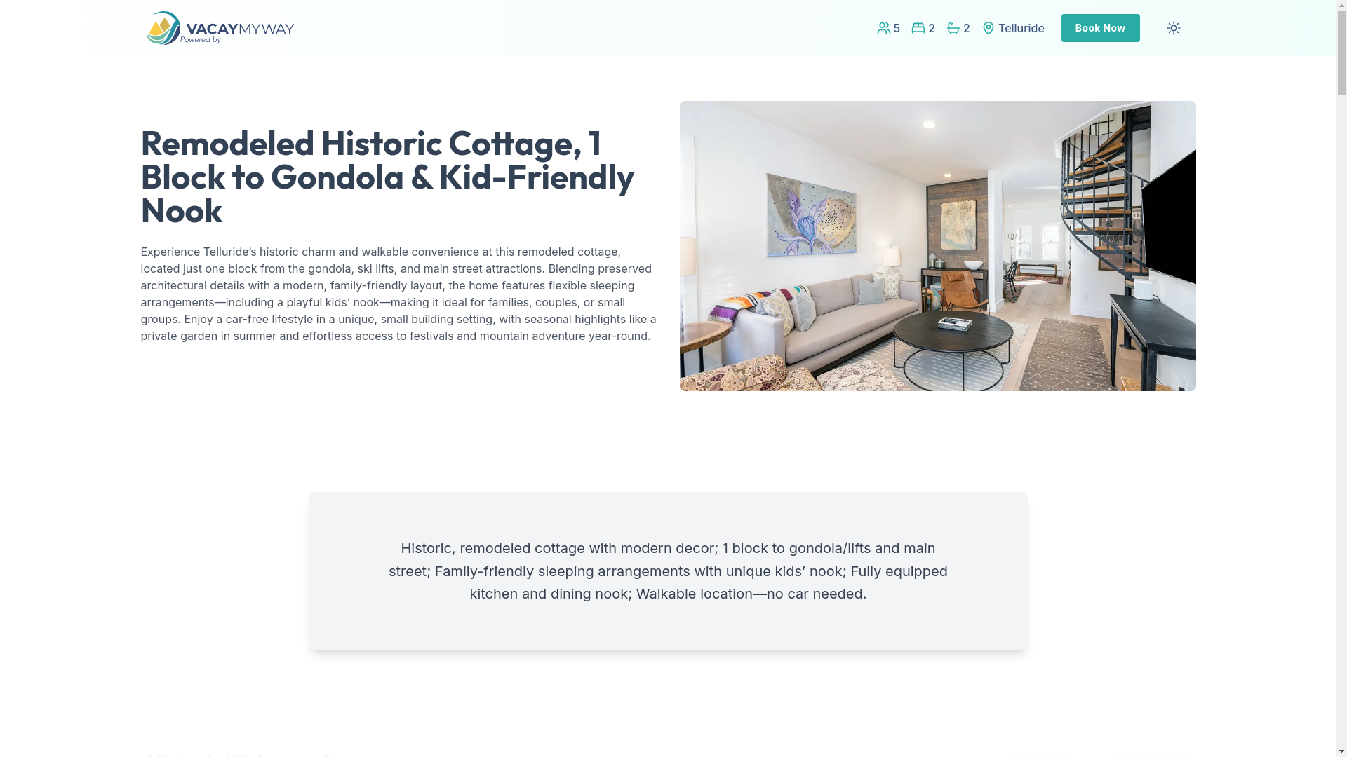 website screenshot of https://telluridegondola.house/