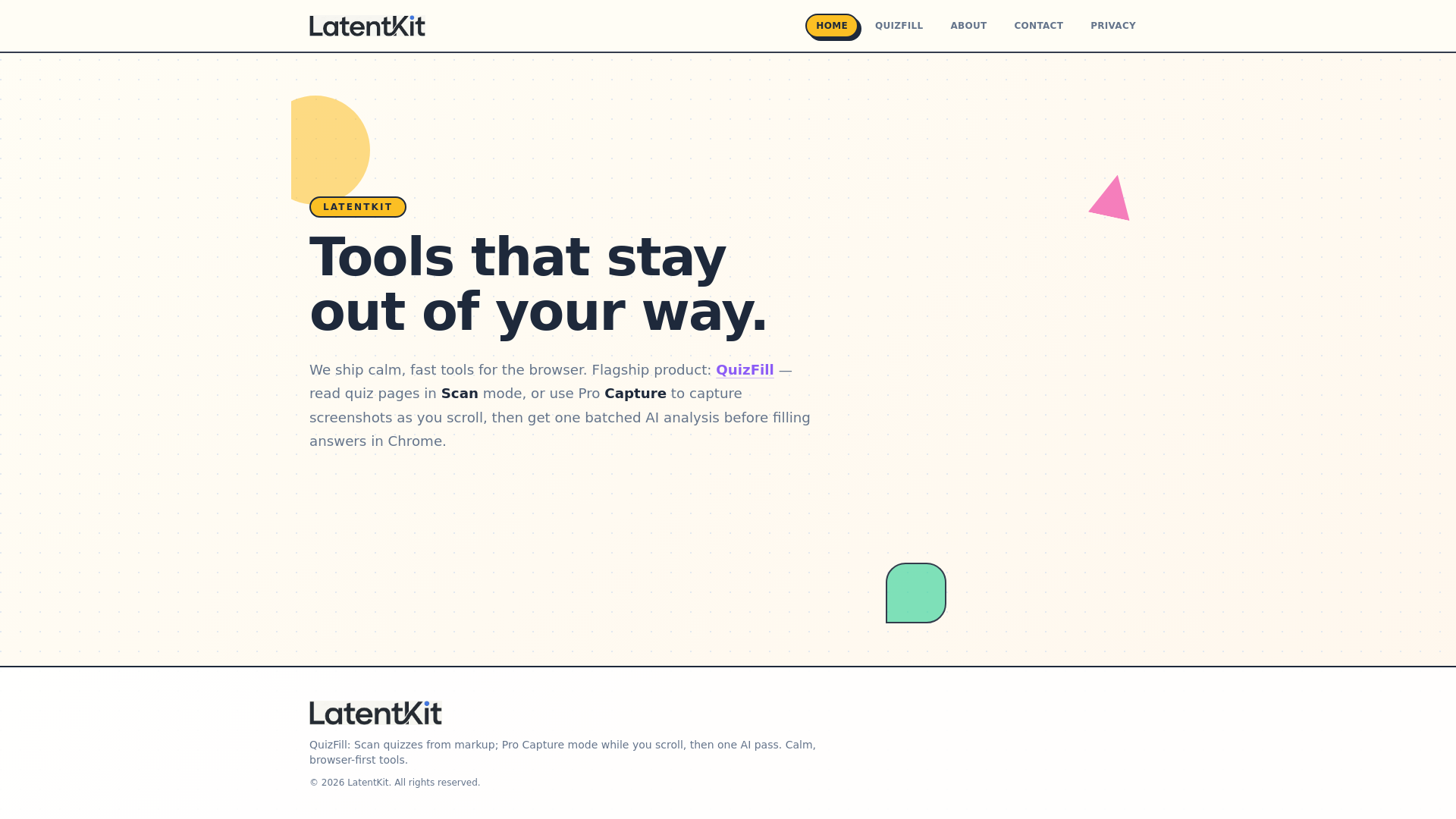 website screenshot of https://latentkit.com/