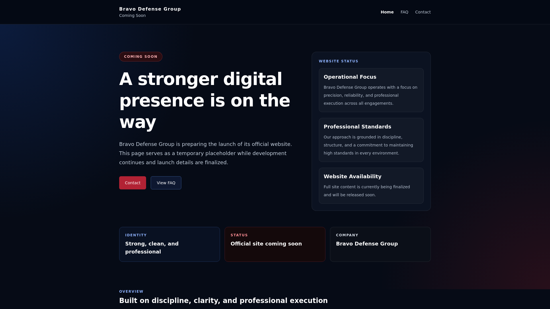 website screenshot of https://bravodefensegroup.pages.dev/