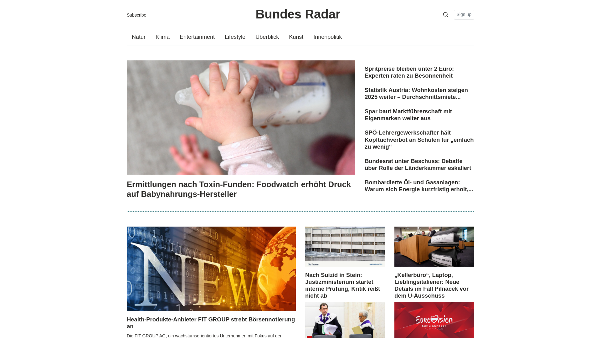 website screenshot of https://bundesradar.at/