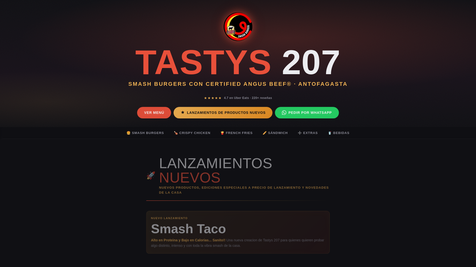 website screenshot of https://tastys207.cl