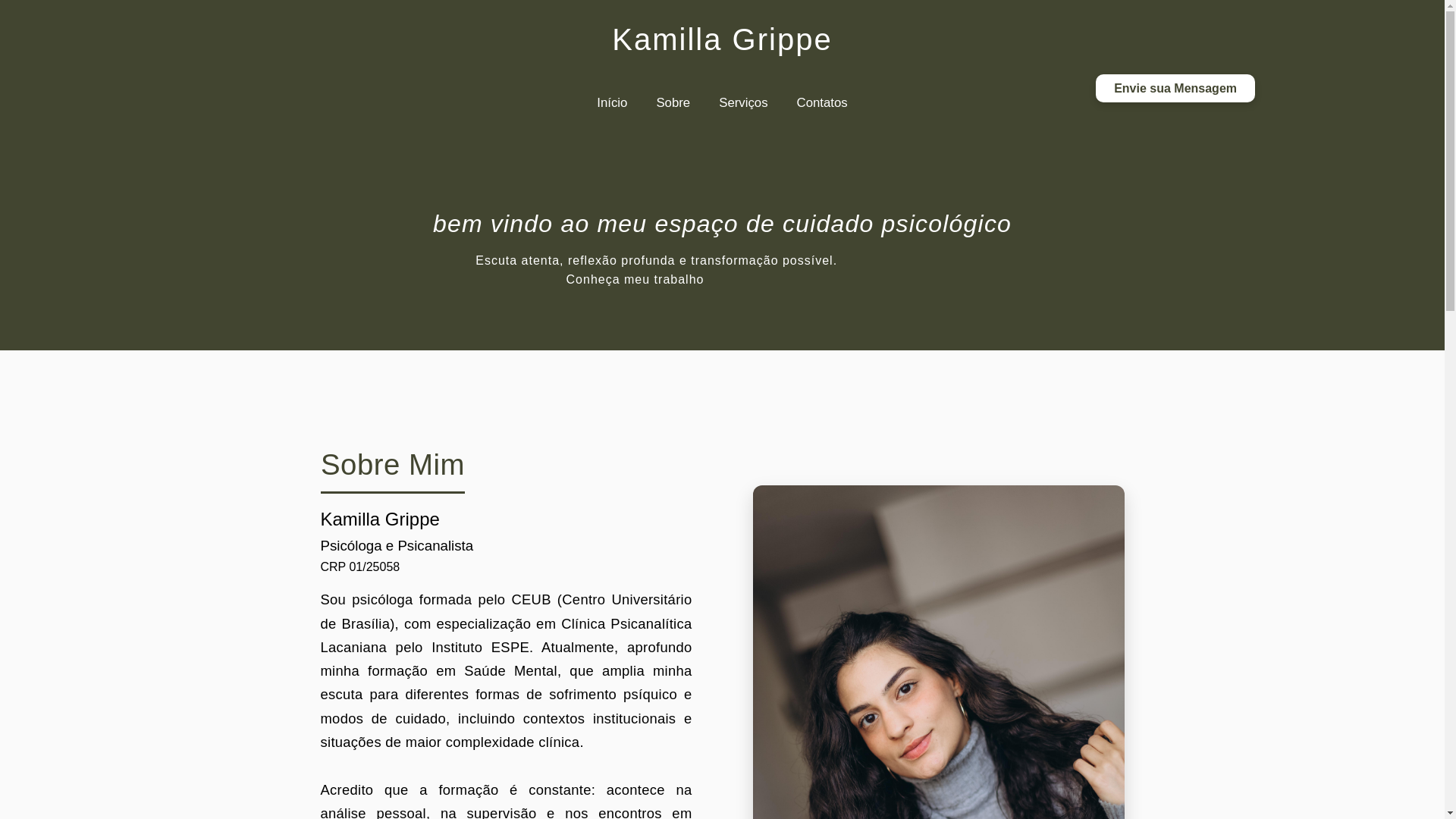 website screenshot of https://psicologakamillagrippe.com.br/