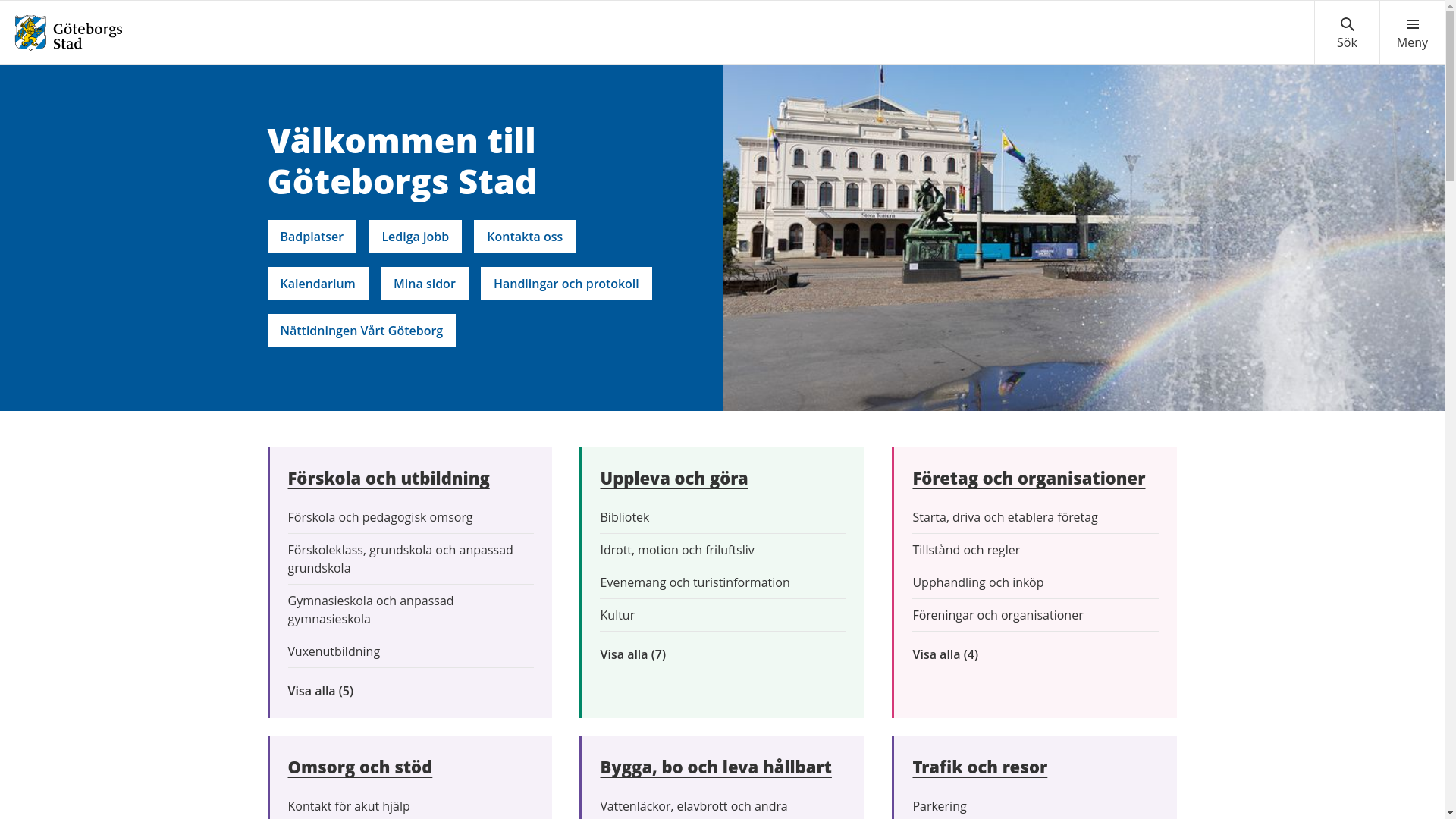 website screenshot of https://goteborg.se/