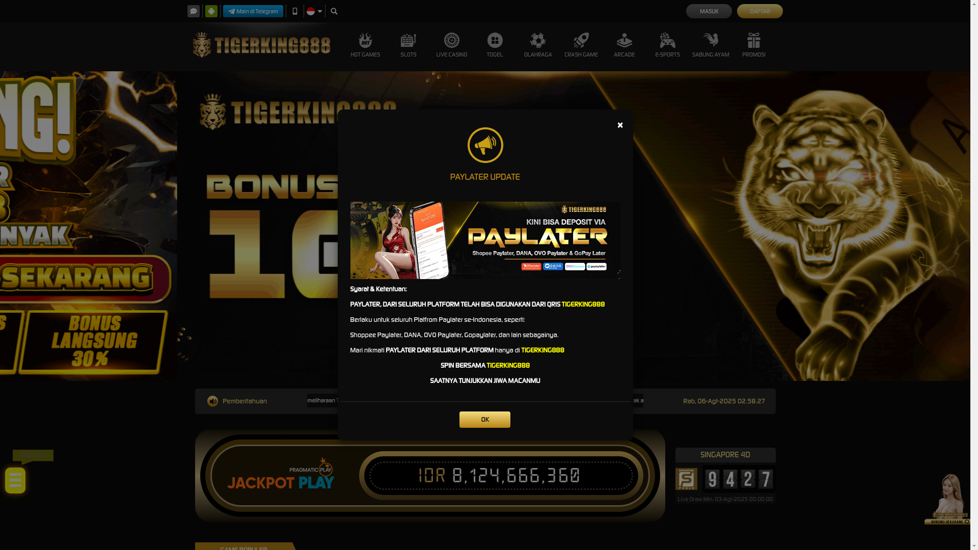 website screenshot of https://tigerkeren.store/
