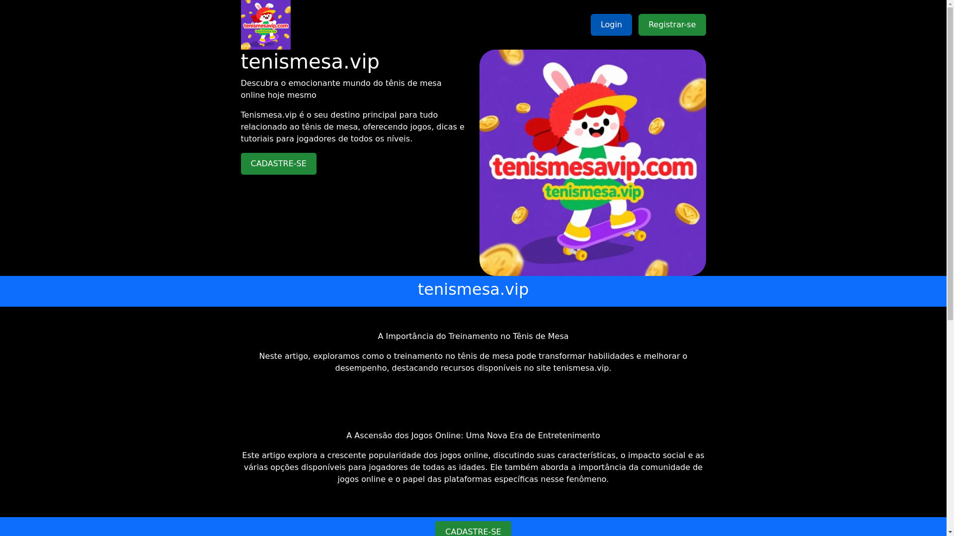 website screenshot of https://tenismesavip.com/