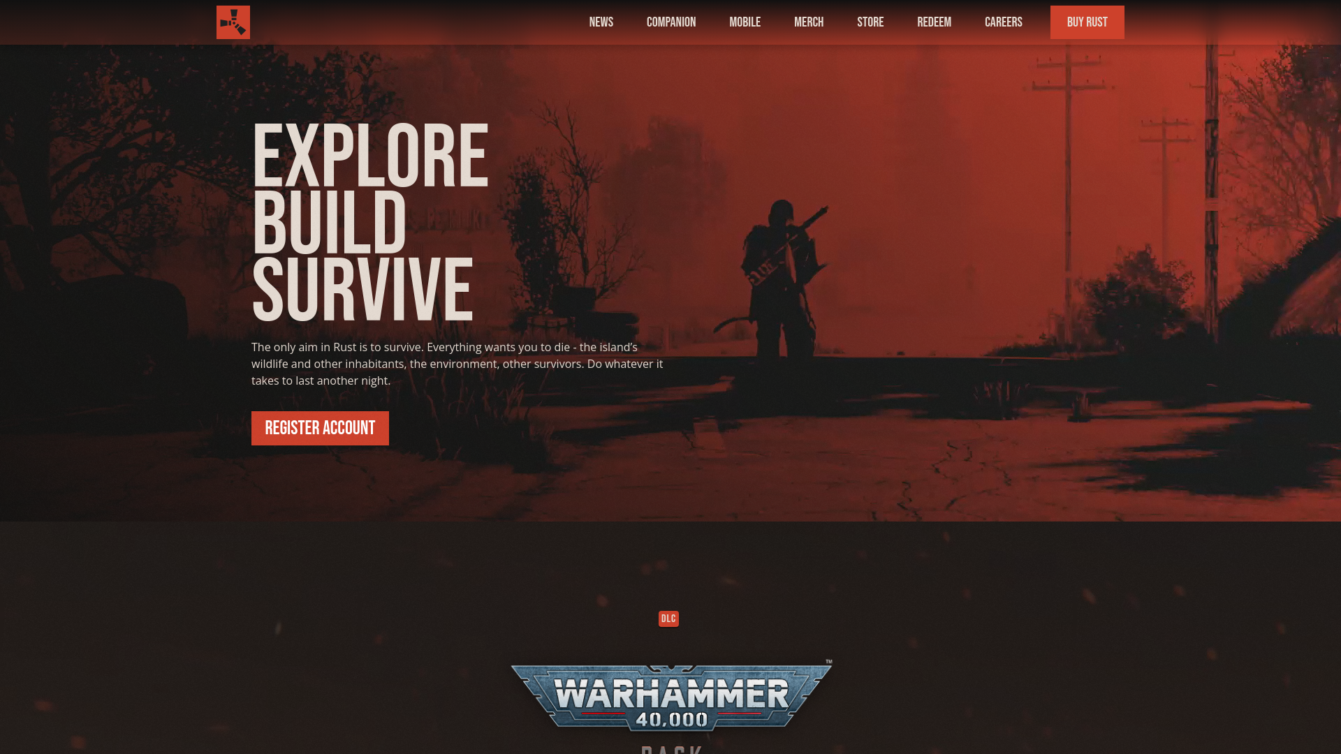 website screenshot of https://rust.plusfacepunch.com