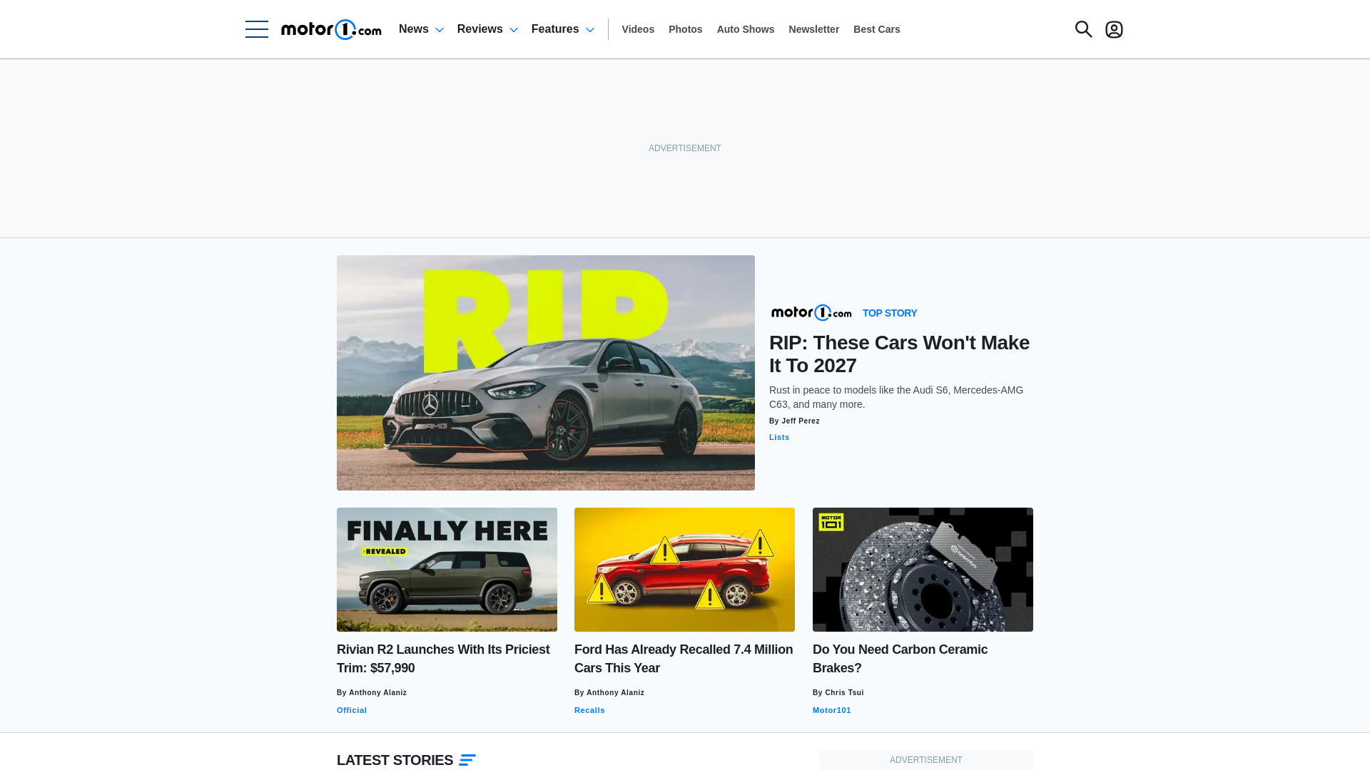 website screenshot of https://motor1.com