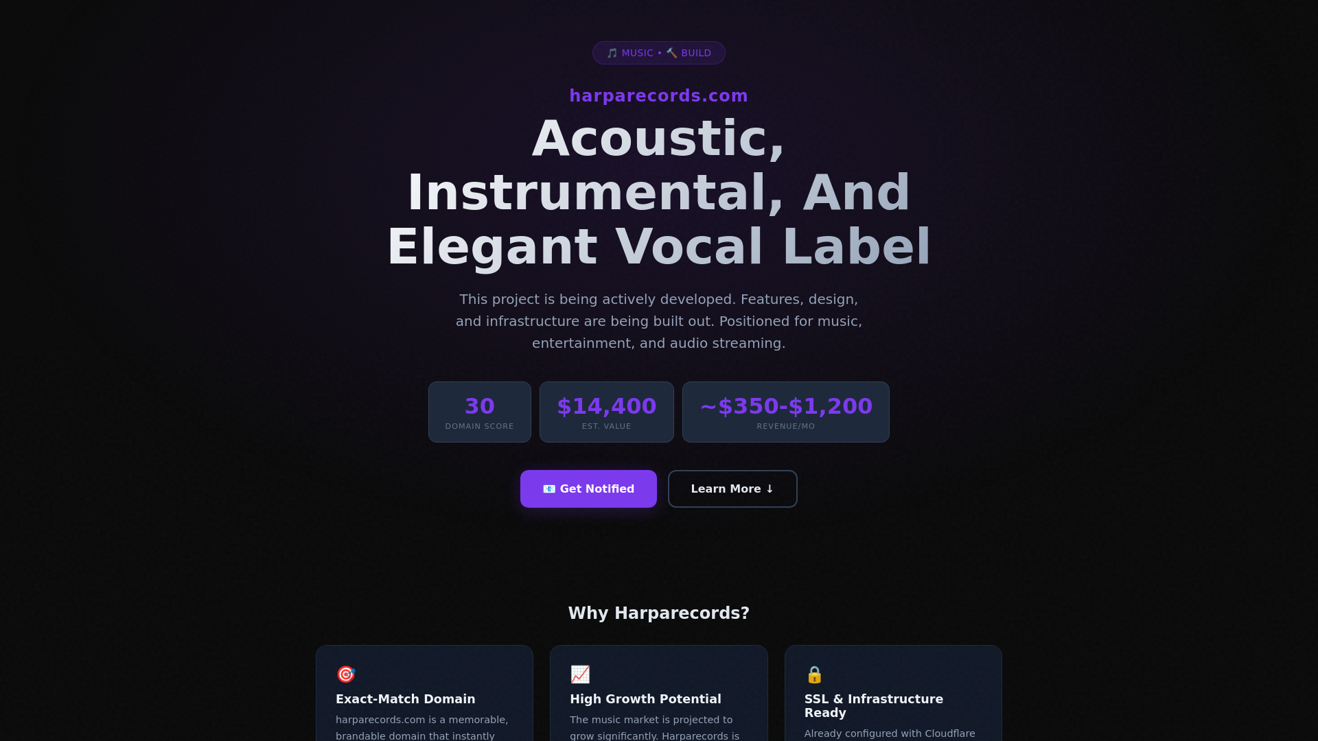 website screenshot of https://harparecords.com/