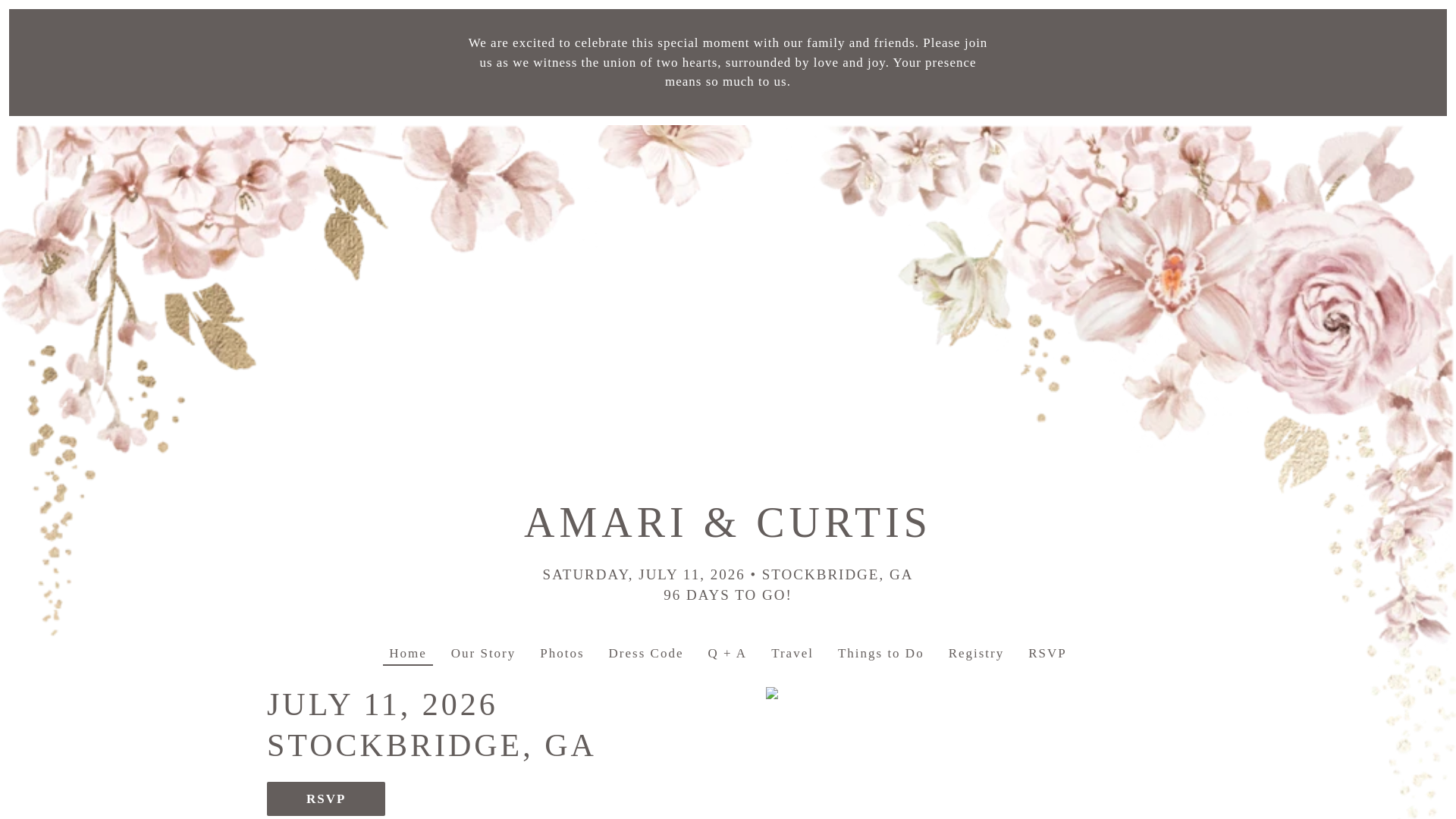 website screenshot of https://amariandcurtiswedding.com