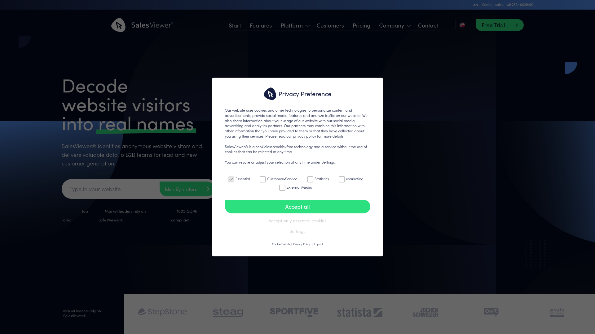 website screenshot of https://slsntllgnc.com/