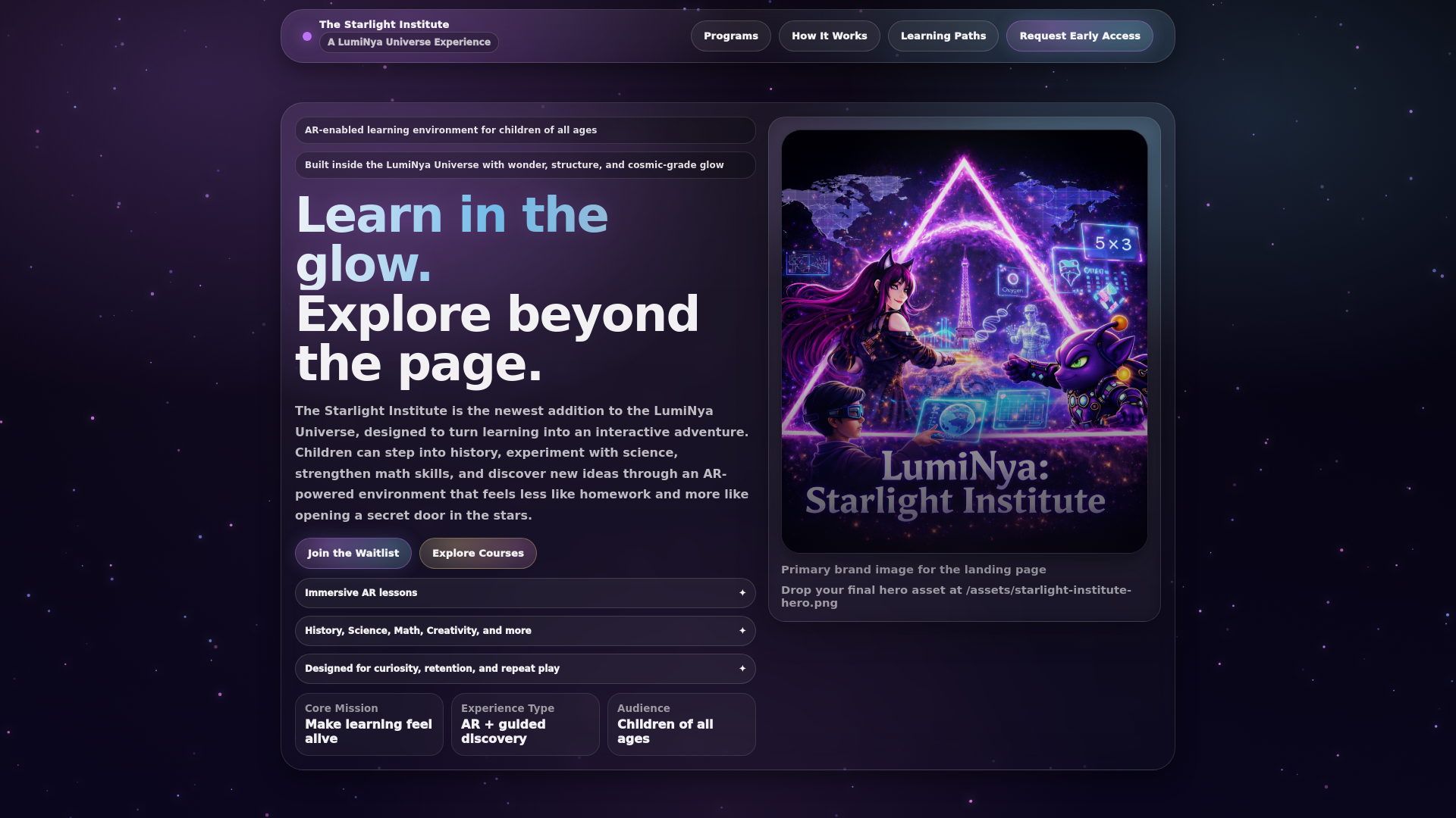 website screenshot of https://starlightinstitute.online/