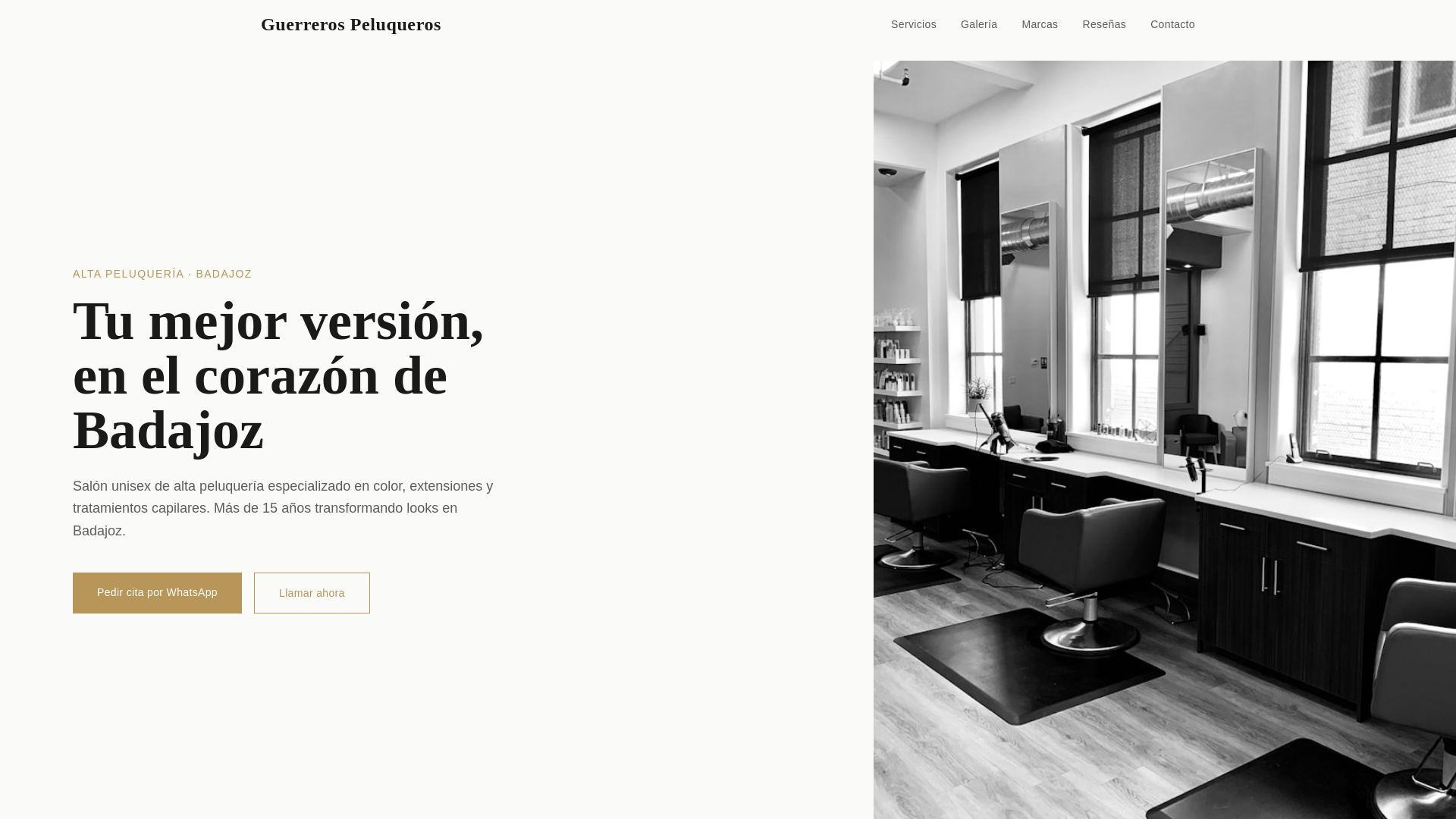 website screenshot of https://guerreros-peluqueros.pages.dev/
