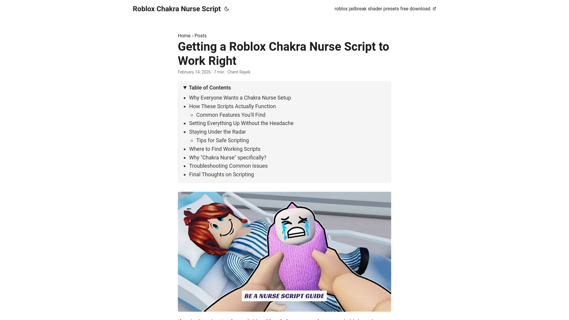 website screenshot of https://roblox-chakra-nurse-script.pages.dev/