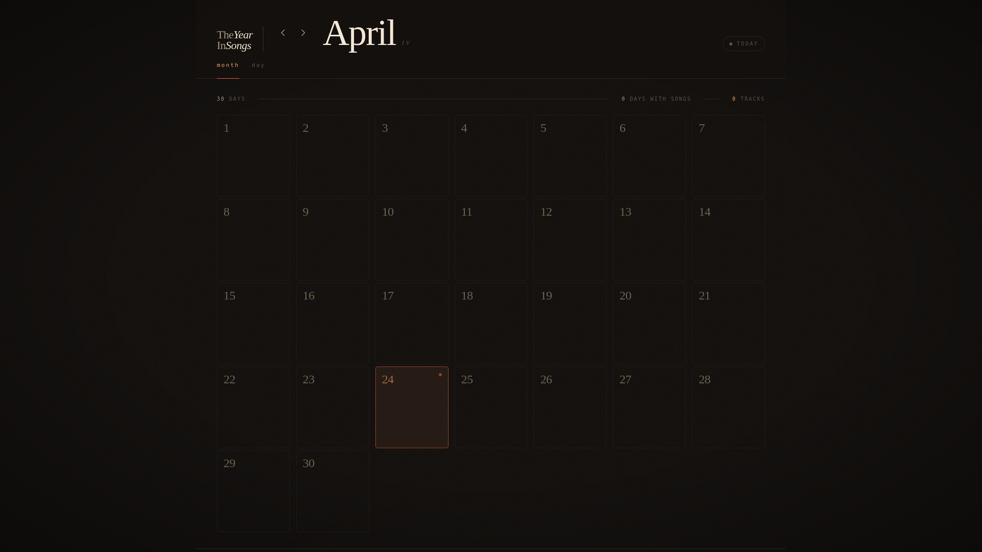website screenshot of https://theyearinsongs.pages.dev/