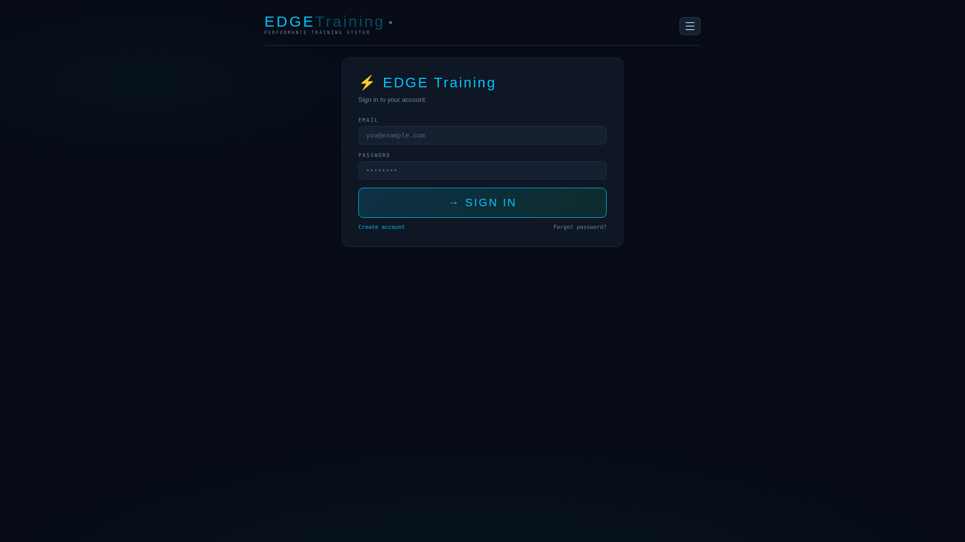 website screenshot of https://edgetraining.app