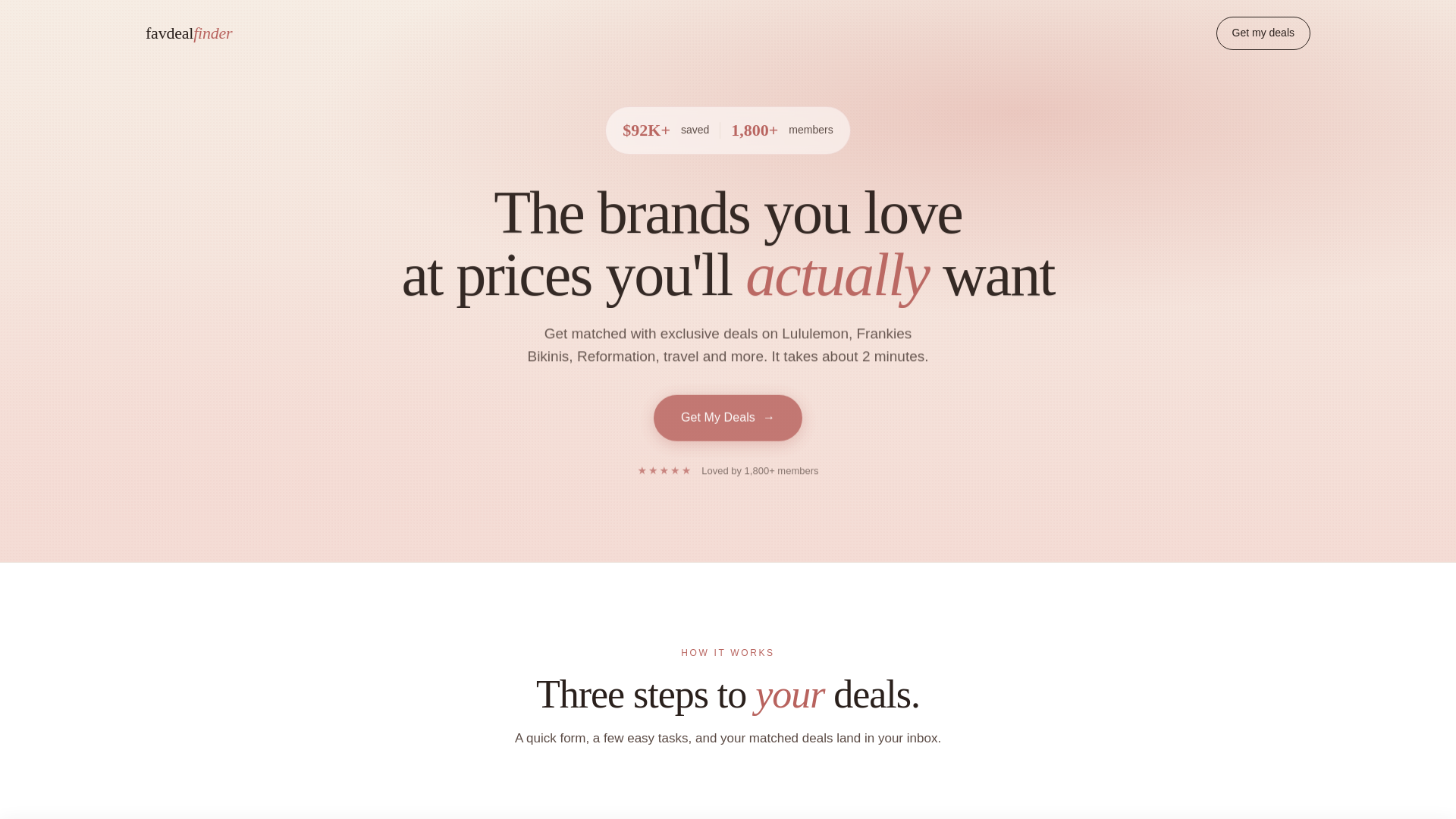 website screenshot of https://favdealfinder.com/