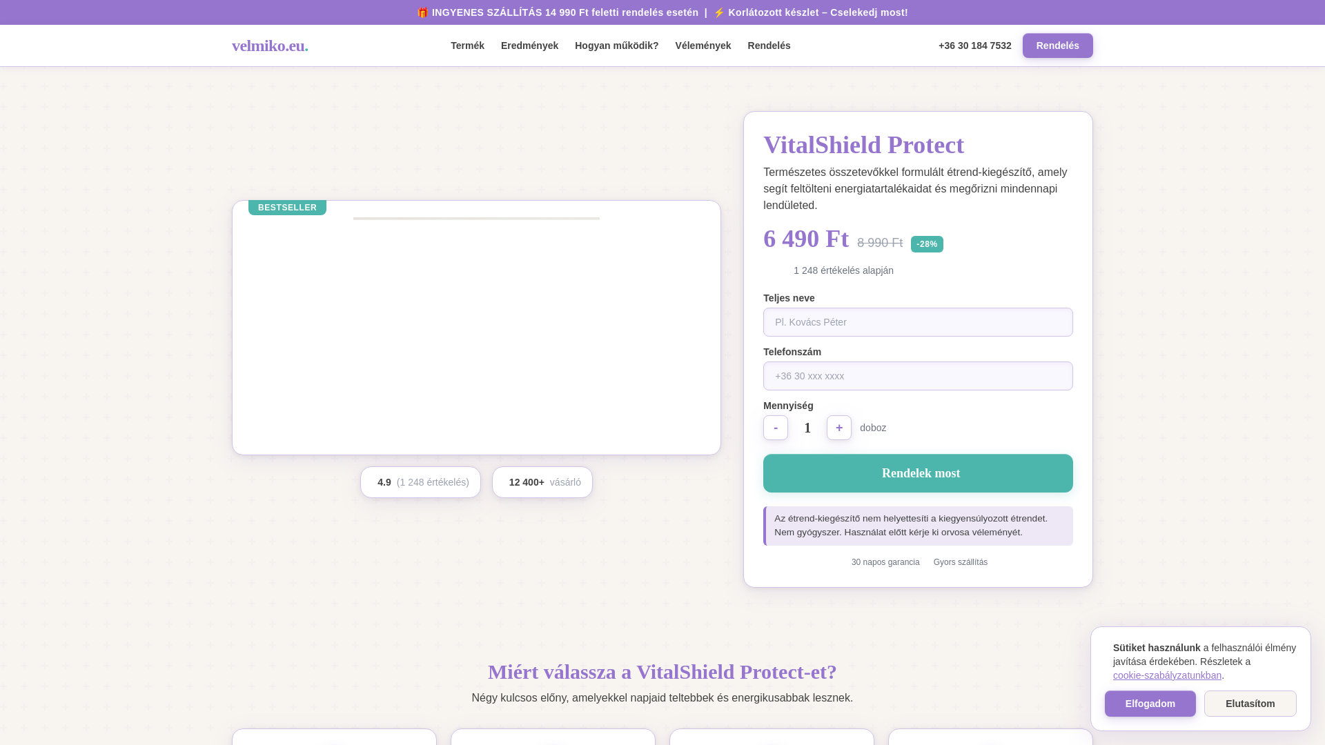 website screenshot of https://velmiko.eu/