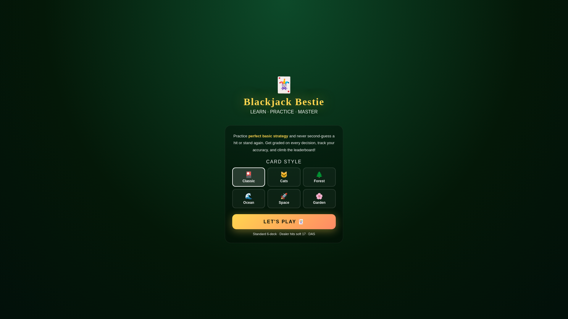 website screenshot of https://blackjackbestie.com