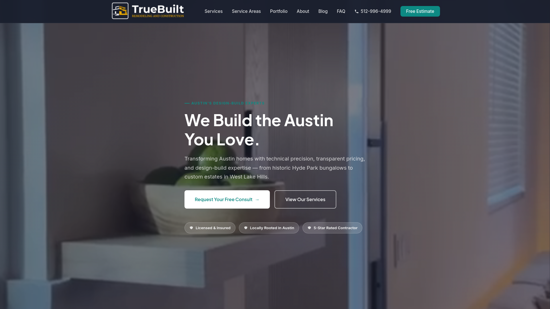 website screenshot of https://truebuiltremodelingandconstruction.us/