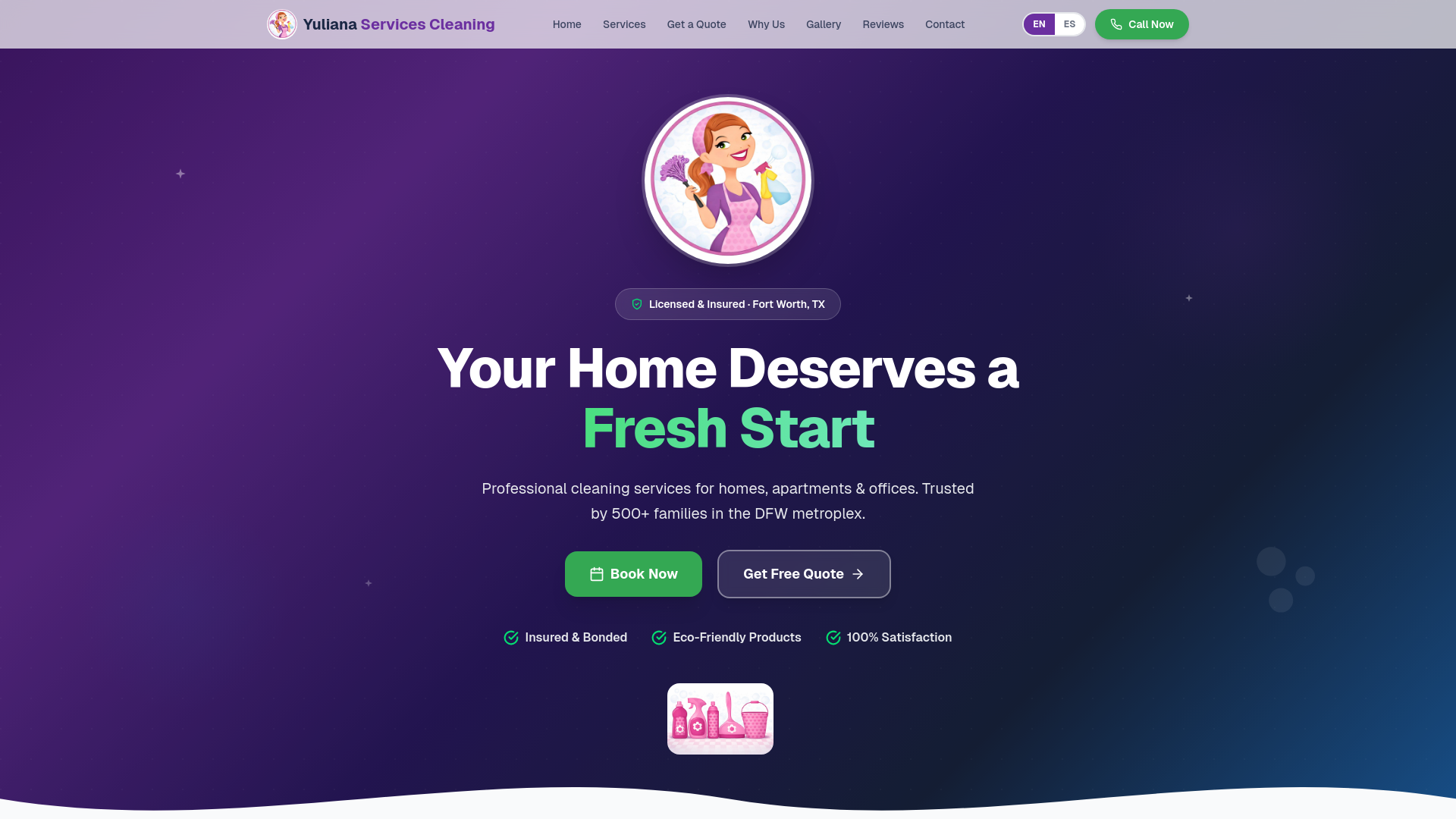 website screenshot of https://yuliana-cleaning.pages.dev/