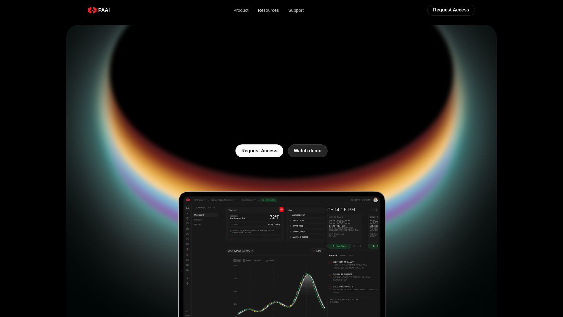 website screenshot of https://productionassist.ai/
