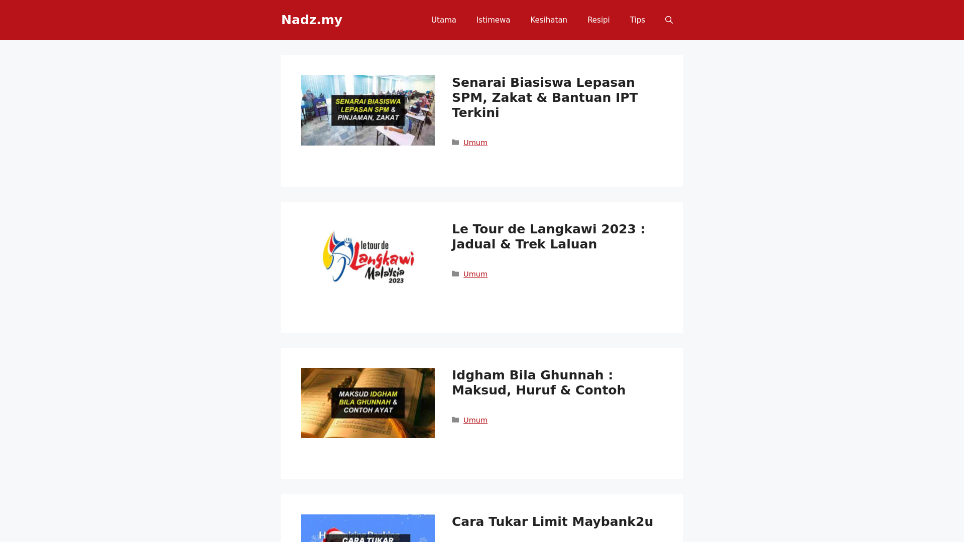 website screenshot of https://nadz.my