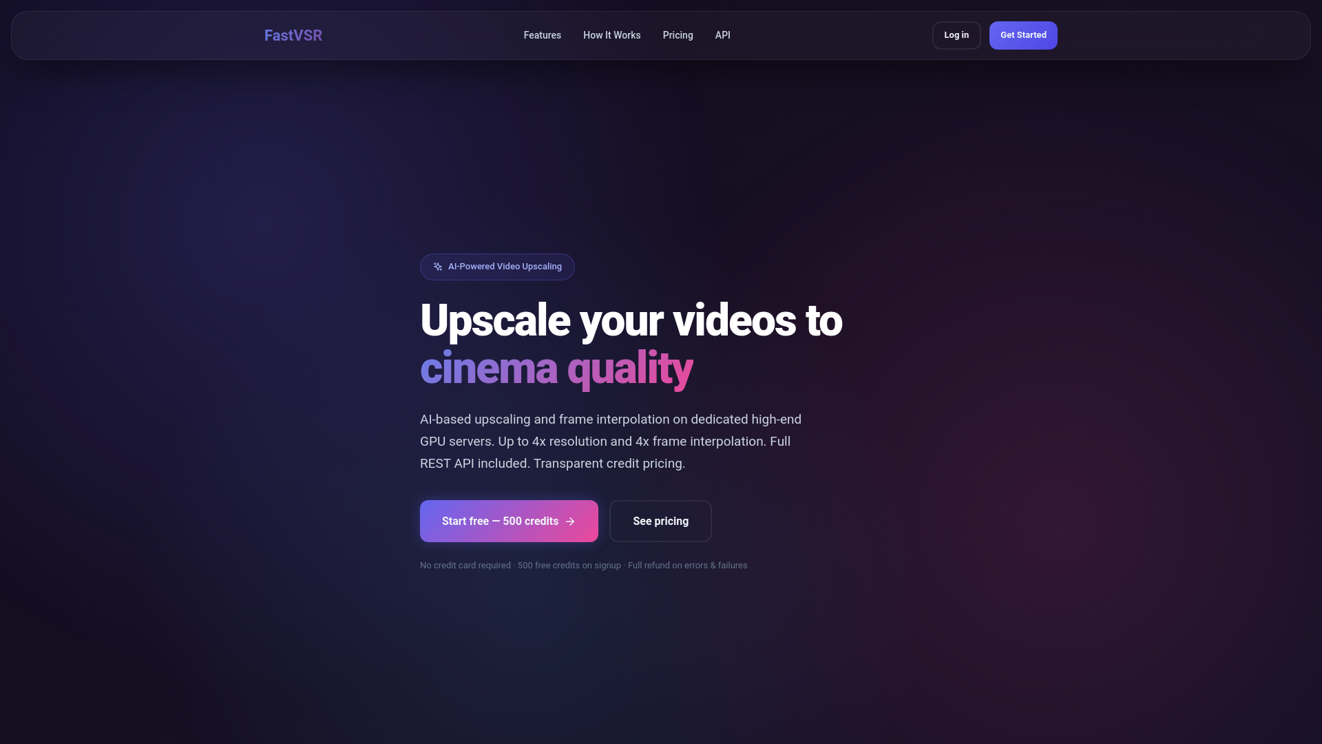 website screenshot of https://fastvsr.com/