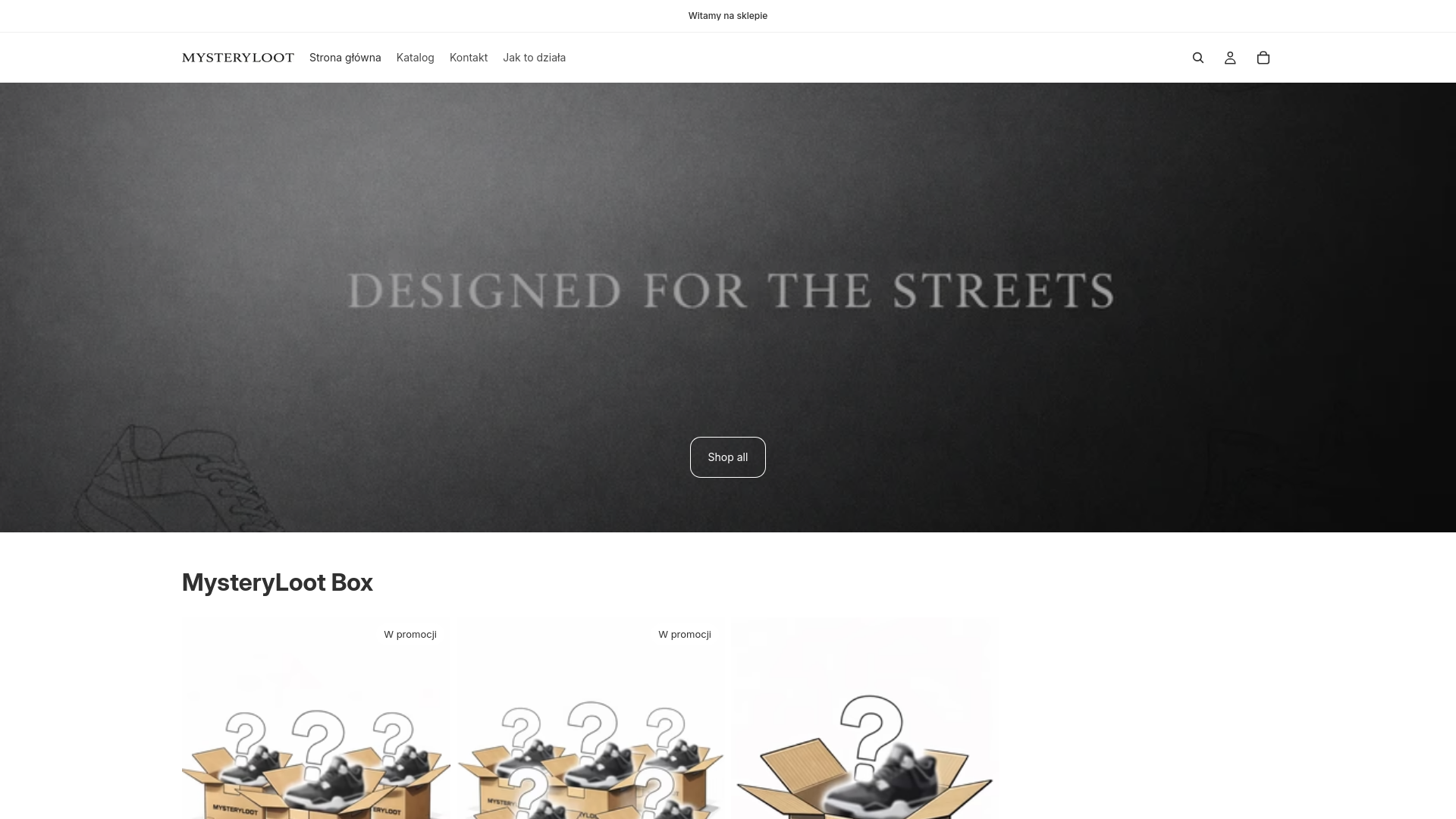 website screenshot of https://mystloot.store