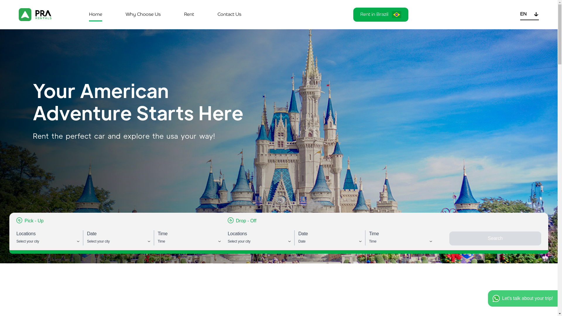 website screenshot of https://prarentals-usa.pages.dev/