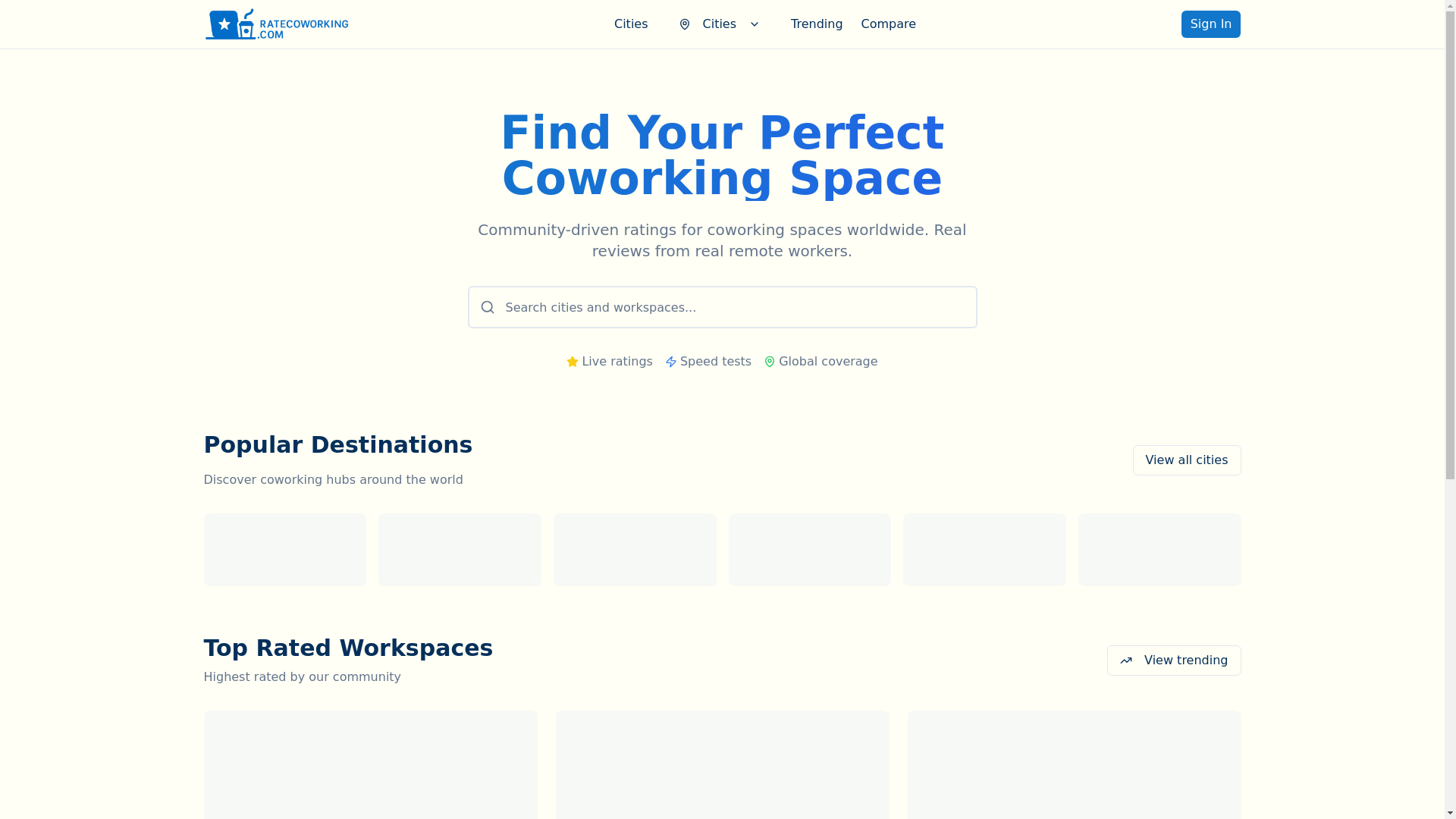 website screenshot of https://ratecoworking.space/