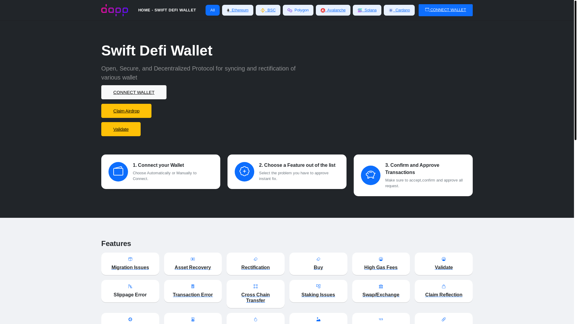 website screenshot of https://swiftconnectapp.pages.dev/