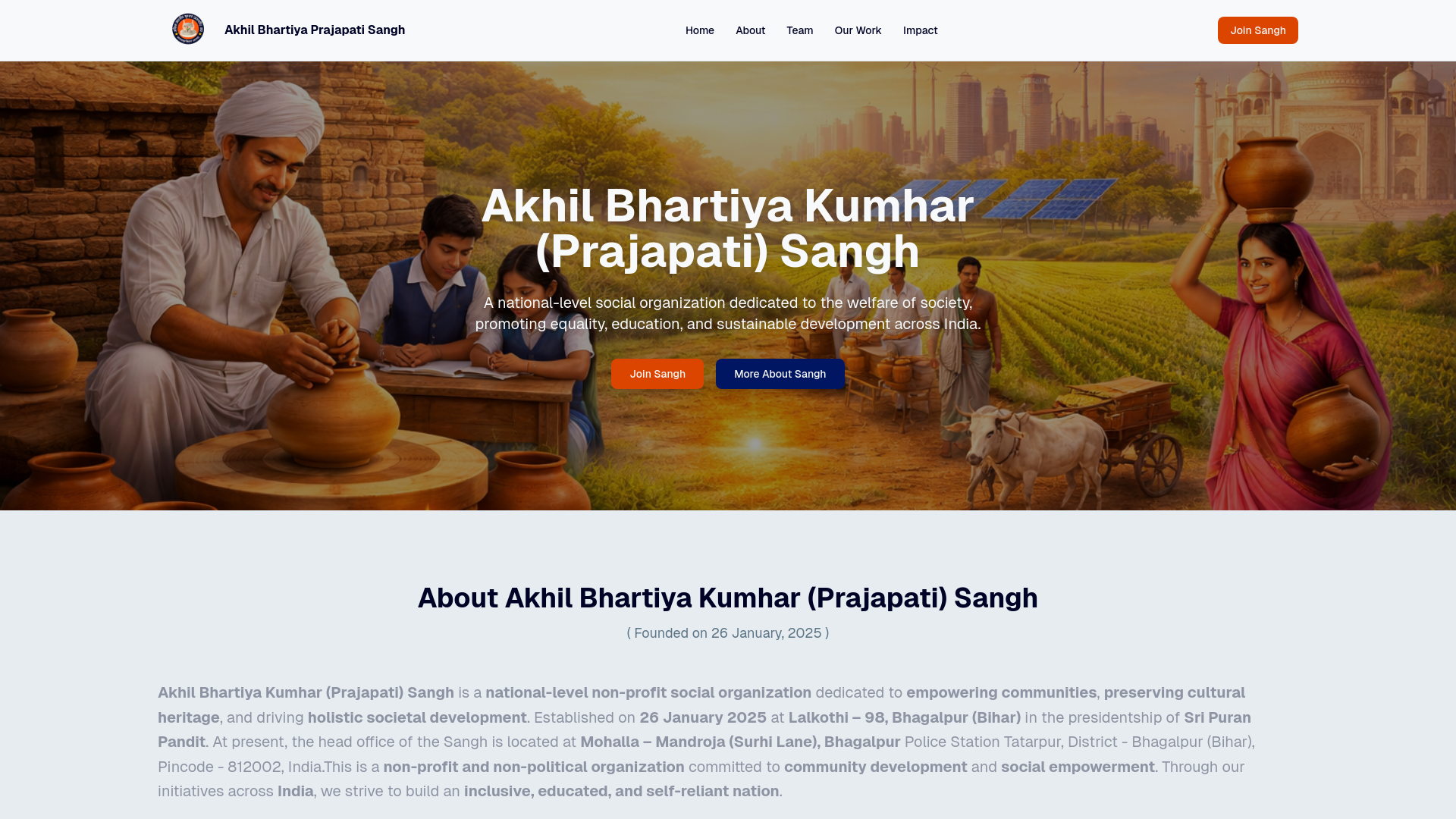 website screenshot of https://akhilbhartiyaprajapatisangh.in