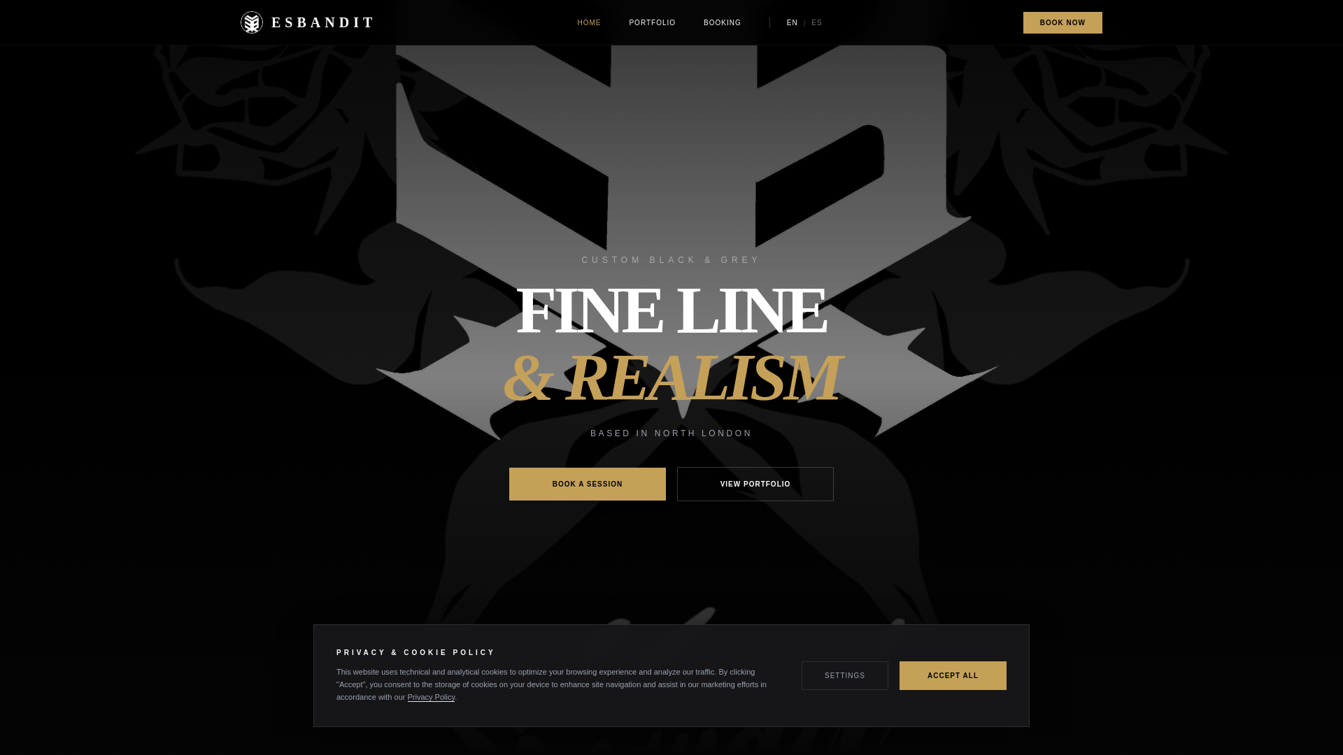 website screenshot of https://esbandittattoos.com