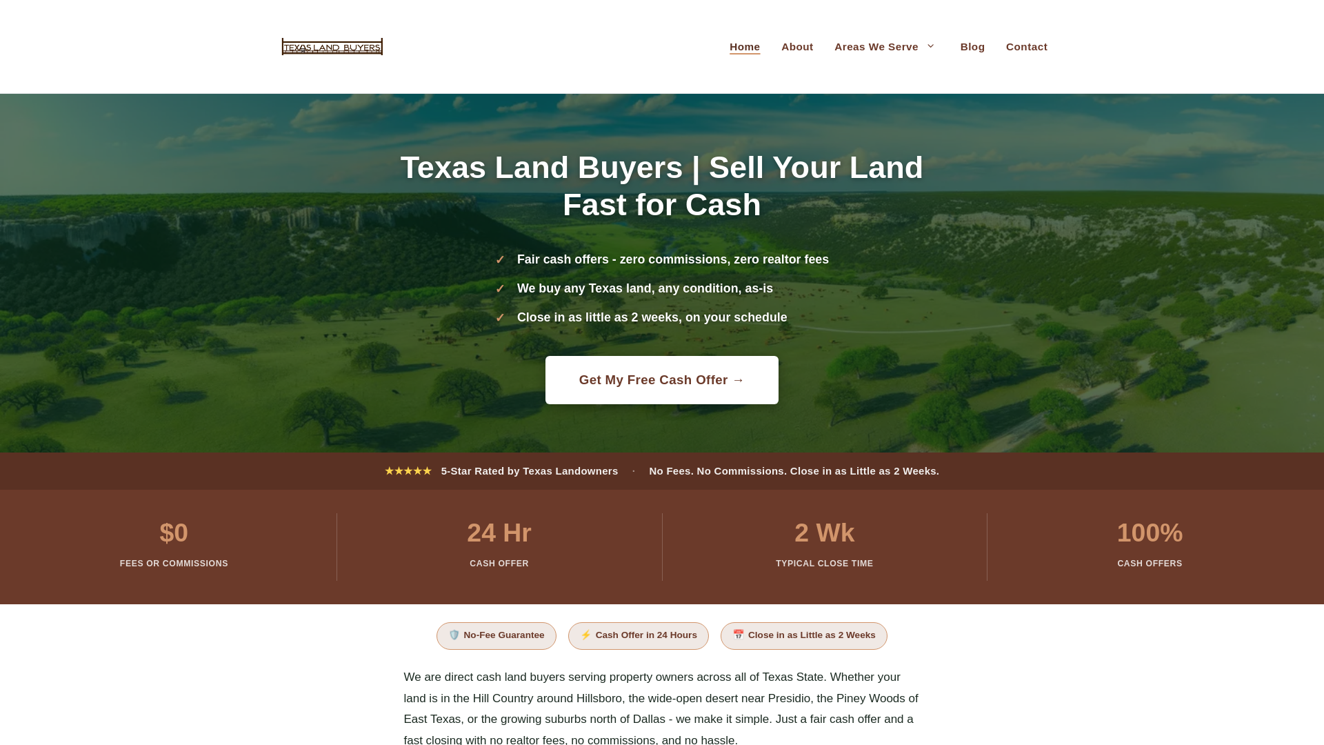website screenshot of https://texas-land-buyers.com/