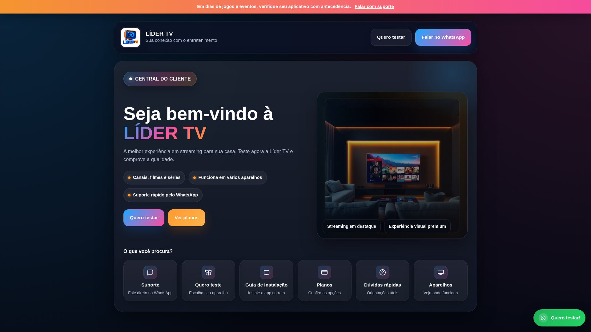 website screenshot of https://assinelidertv.com.br