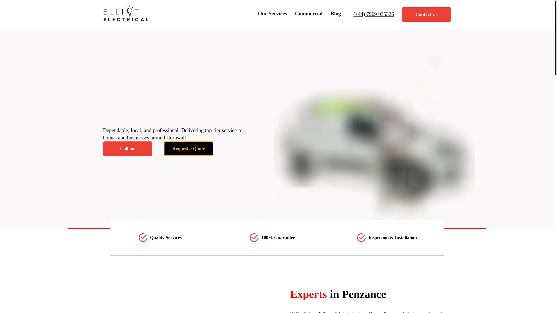 website screenshot of https://electricianincornwall.co.uk/