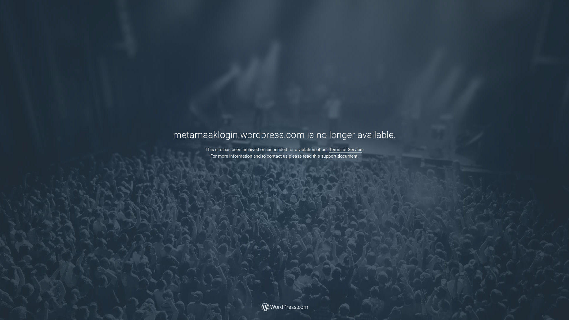 website screenshot of https://metamaaklogin.wordpress.com