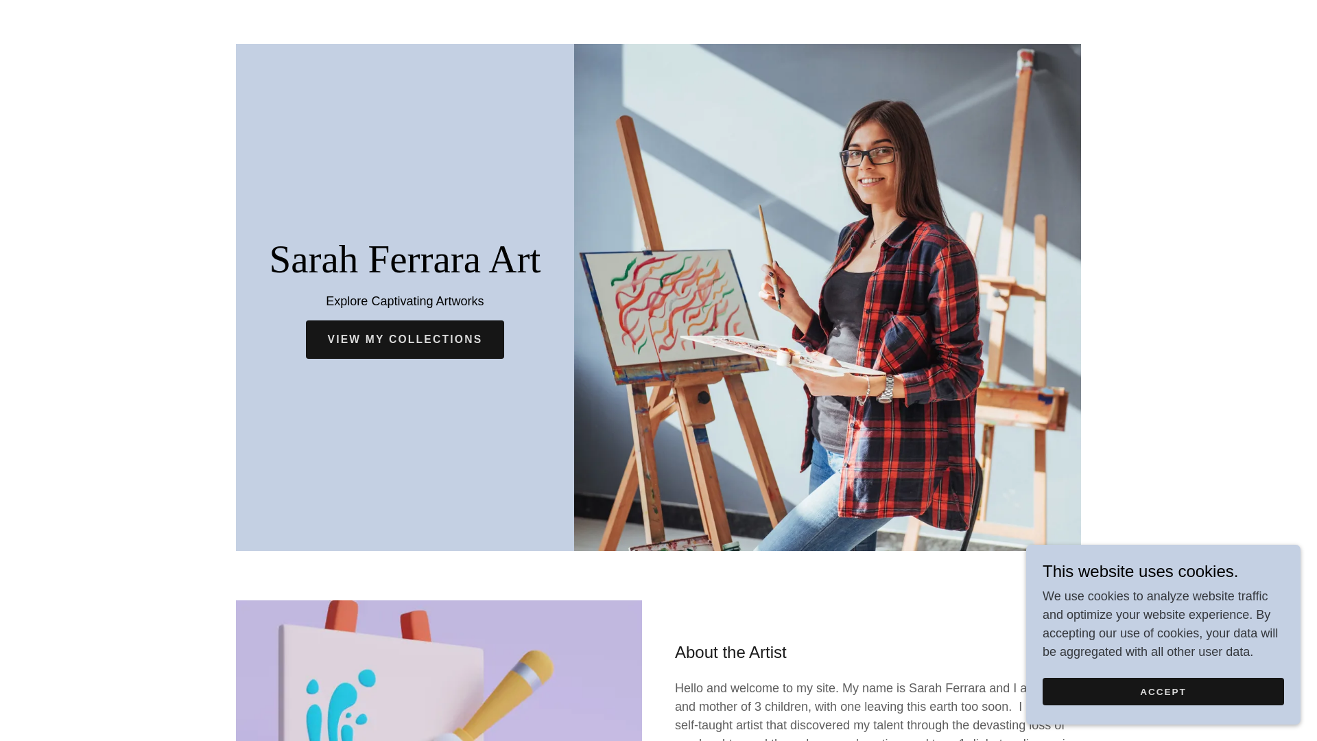website screenshot of https://sarahferraraart.com/