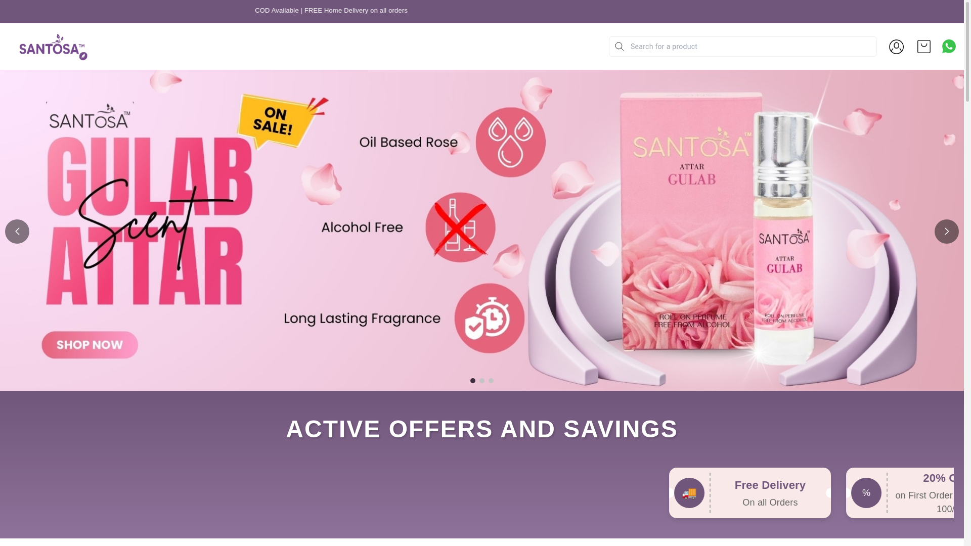 website screenshot of https://santosaattar.com/